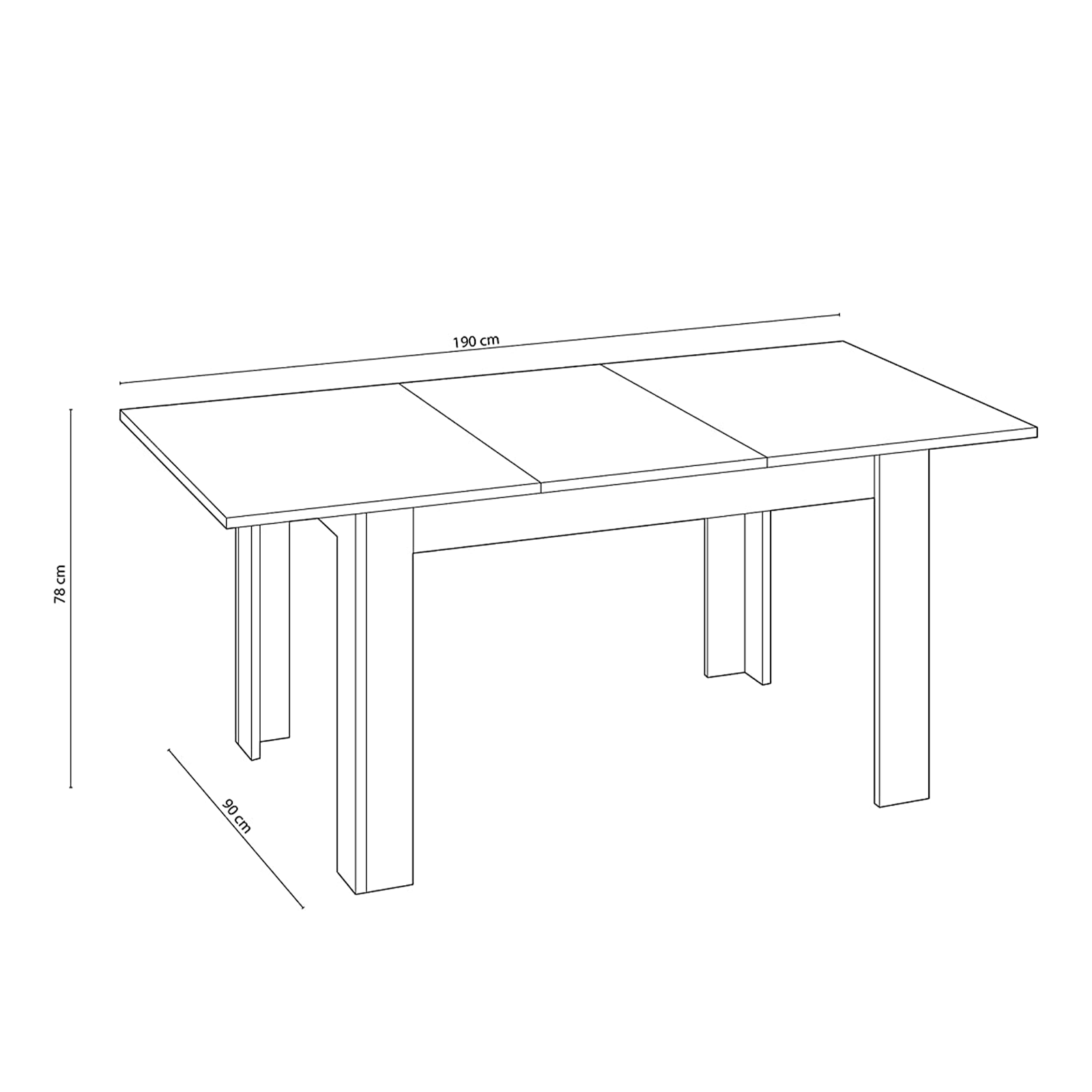 Tavolo da pranzo Kendra estensibile rettangolare in truciolato cm 190x90 78h