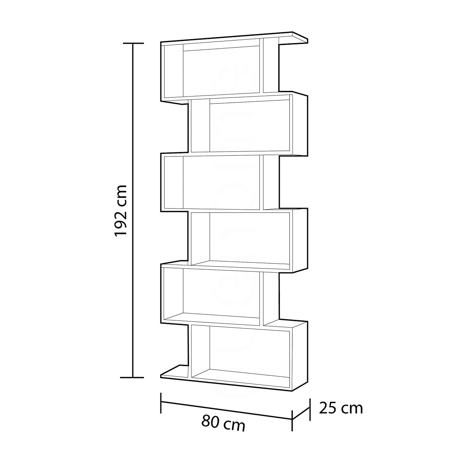 Libreria alta a giorno Athena con 6 ripiani in truciolato cm 80x25 192h