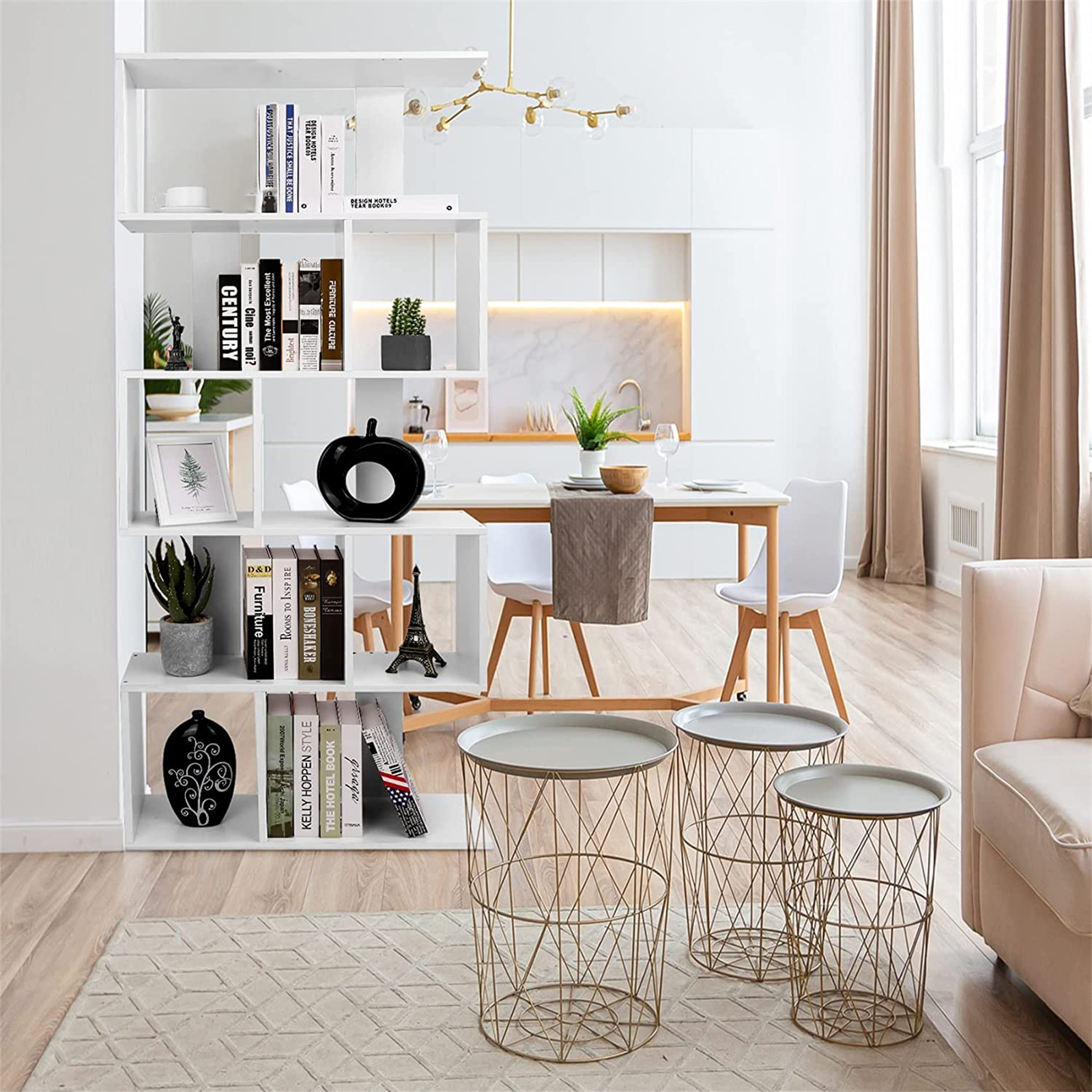 Libreria alta a giorno Athena con 6 ripiani in truciolato cm 80x25 192h