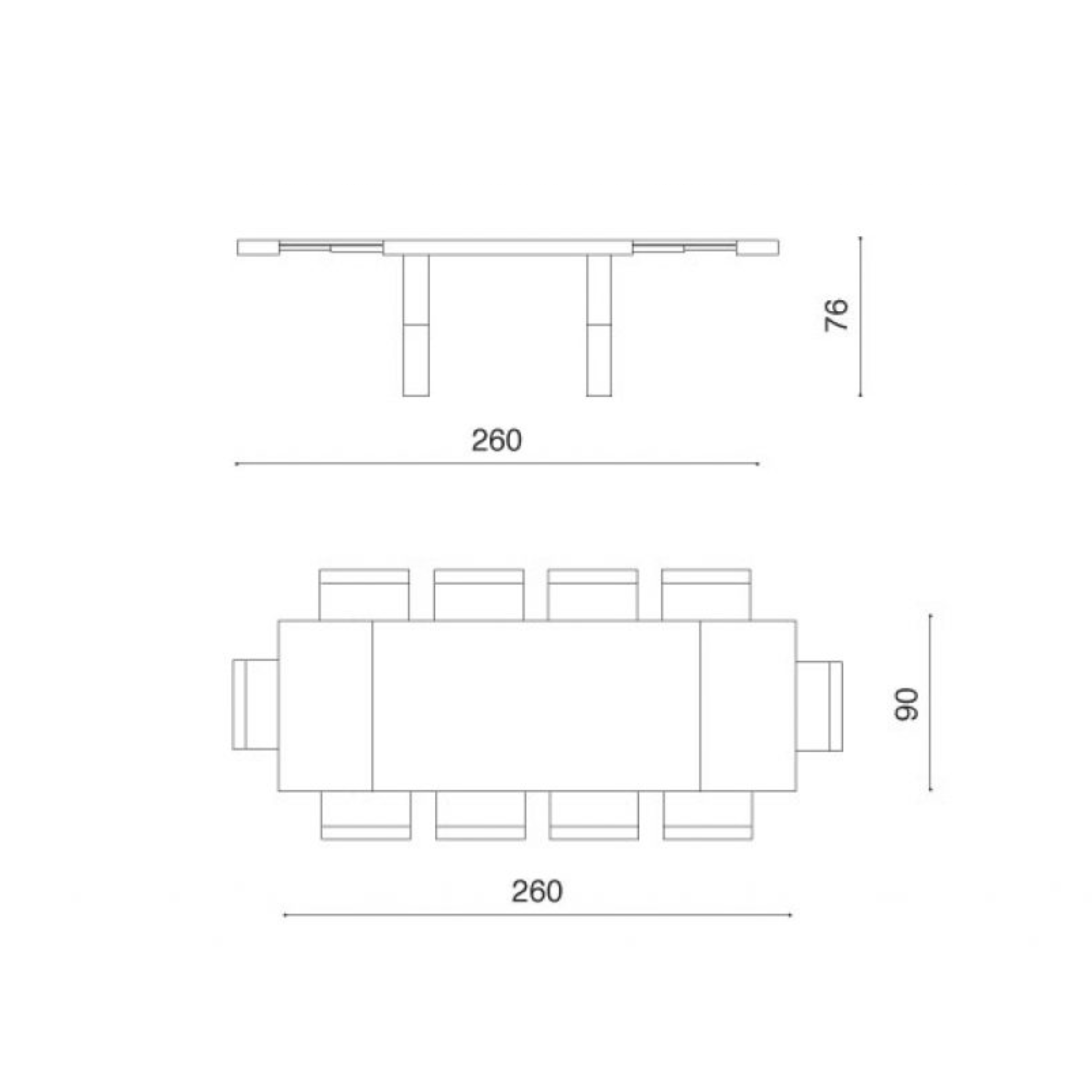 Tavolo allungabile da pranzo "Barton" con allunghe in laminato effetto legno cm 160/260x90 76h