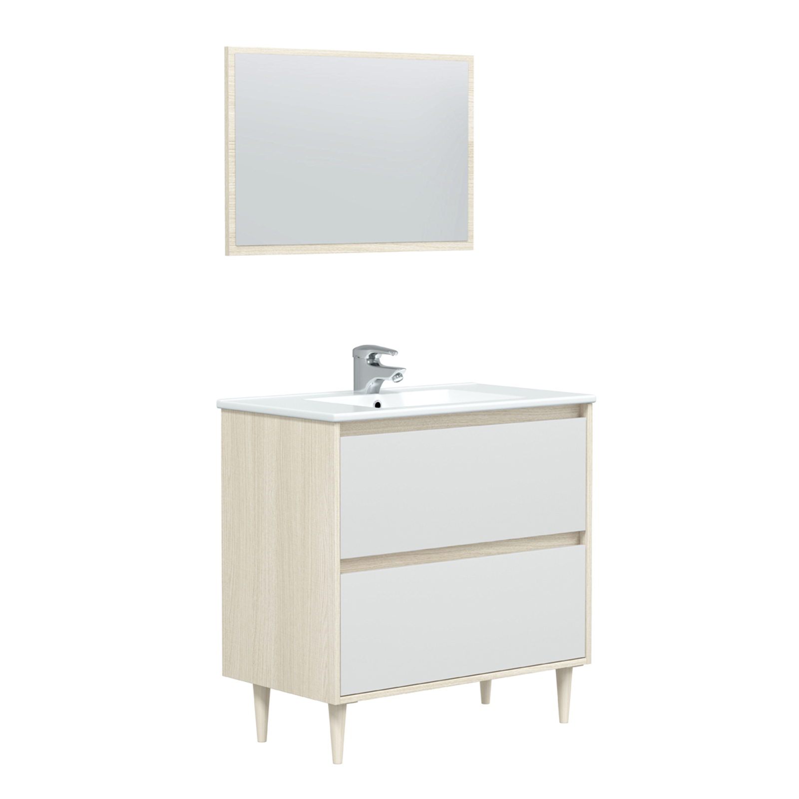 Kit Mobile sotto lavabo "Verona" da bagno in truciolare con specchio cm 80x45 80h