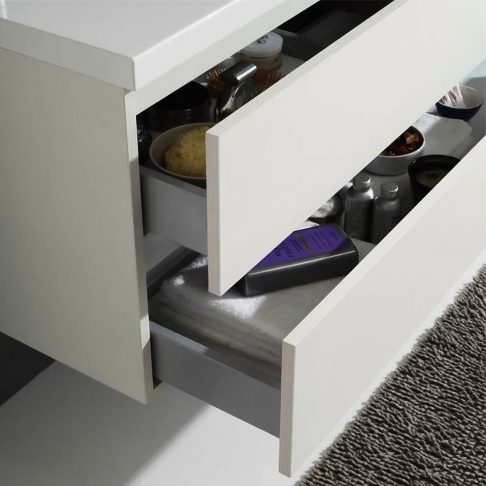 Mobile sotto lavabo sospeso "New Splash" cassettiera in truciolare con specchio