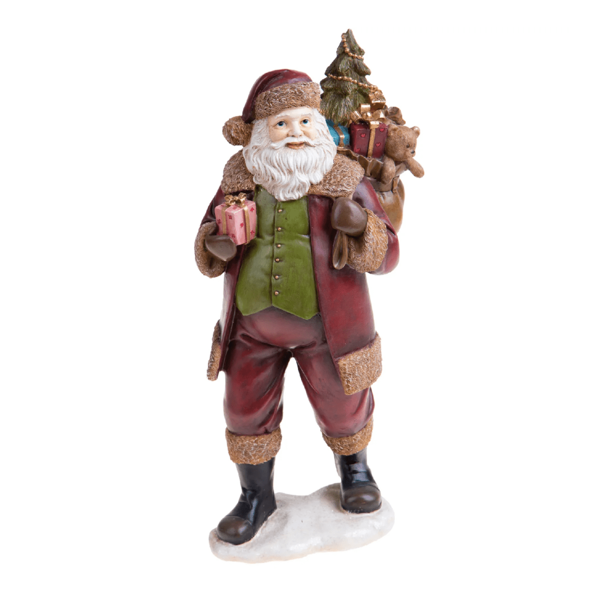 Statuetta babbo natale con sacco in resina per decorazioni natalizie - MondoViro