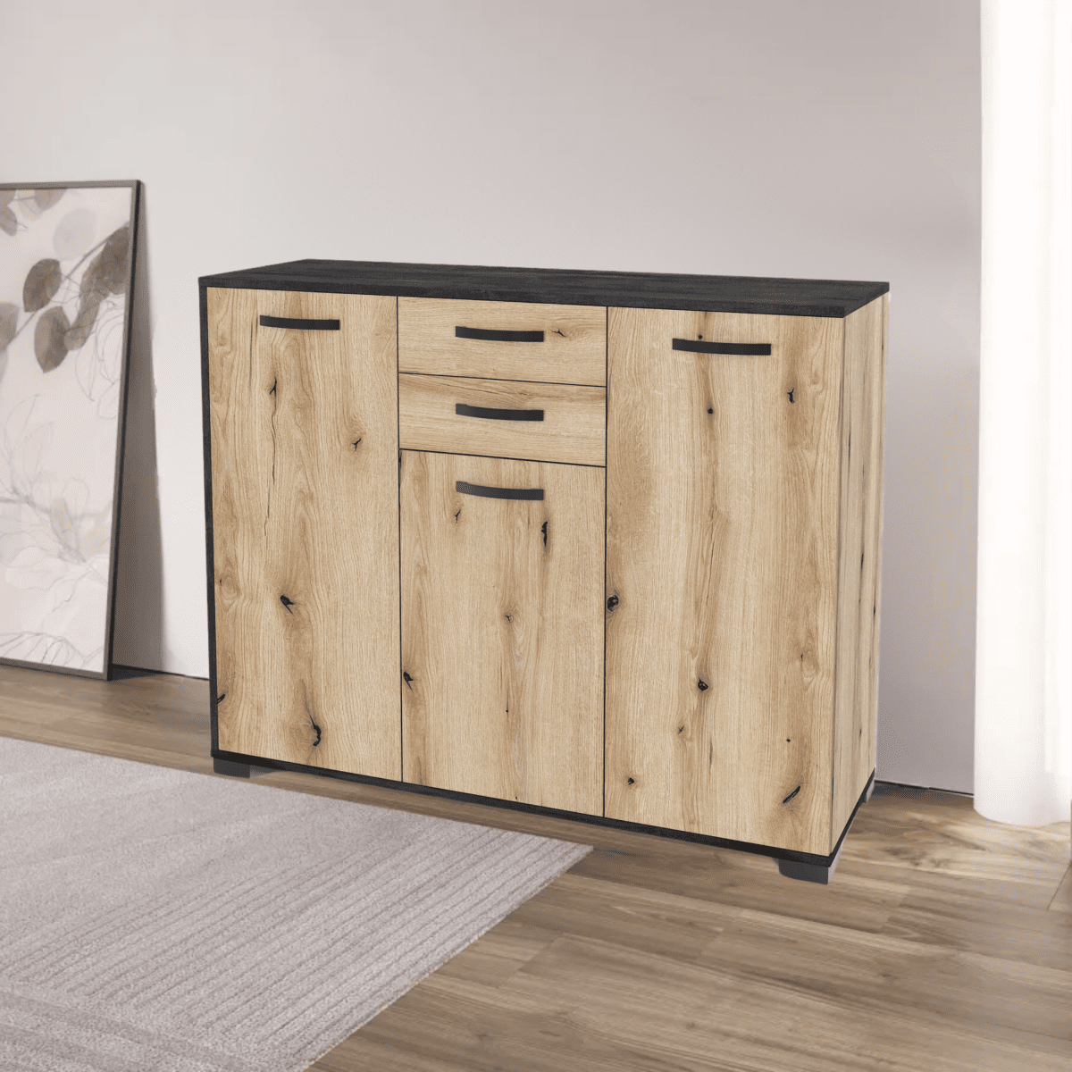 Madia a buffet "Chef" in legno a 3 ante e 2 cassetti da soggiorno cm 107x36 86h - MondoViro