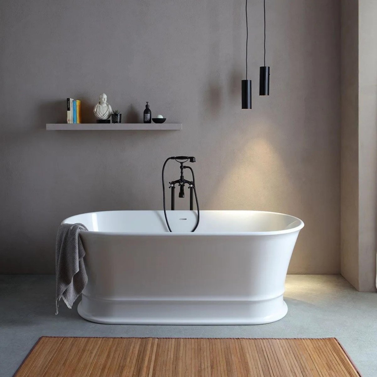 Vasca da bagno ovale a centro stanza "Bari" in marmo ricomposto bianco cm 170x84 84h - MondoViro