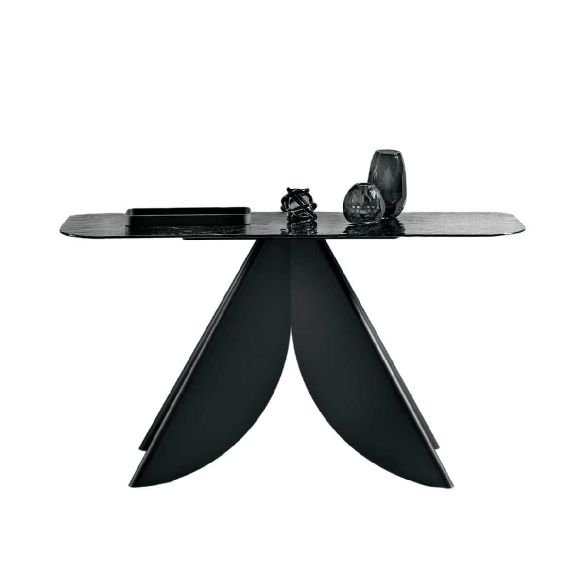 Consolle "Versus" con base in metallo verniciato nero o perla beige cm 140x40 76h - MondoViro