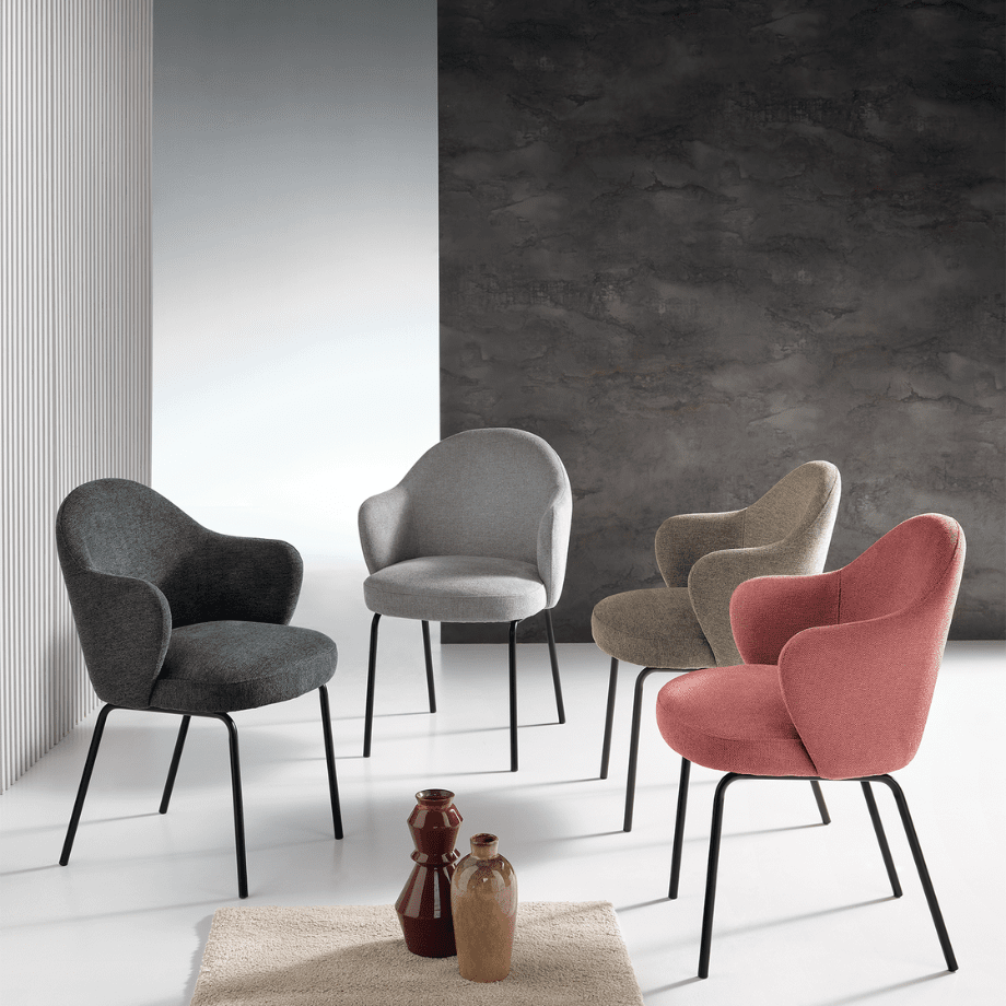 Set di sedie imbottite "Seta" con braccioli arrotondati cm 57x56 83h - MondoViro