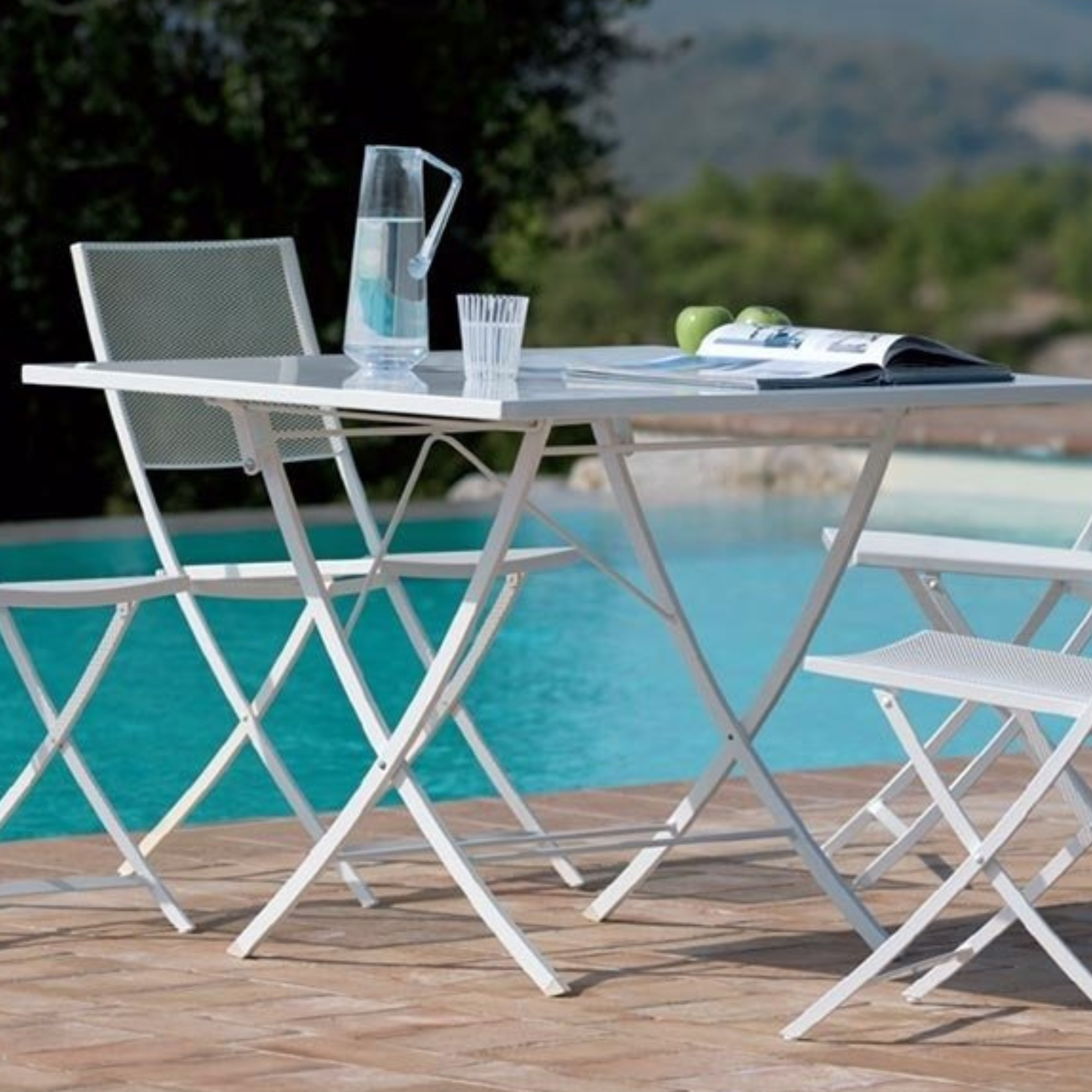 Tavolo pieghevole in metallo zincato "Vegas" per giardino h 75 cm