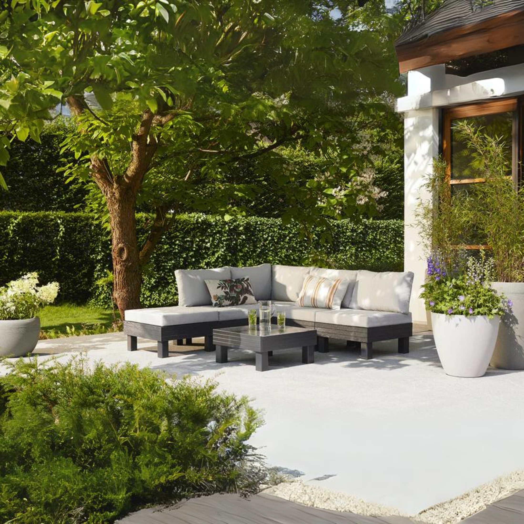 Set da giardino 5 posti "Elements" divano 2 poltrone e 1 tavolino modulare