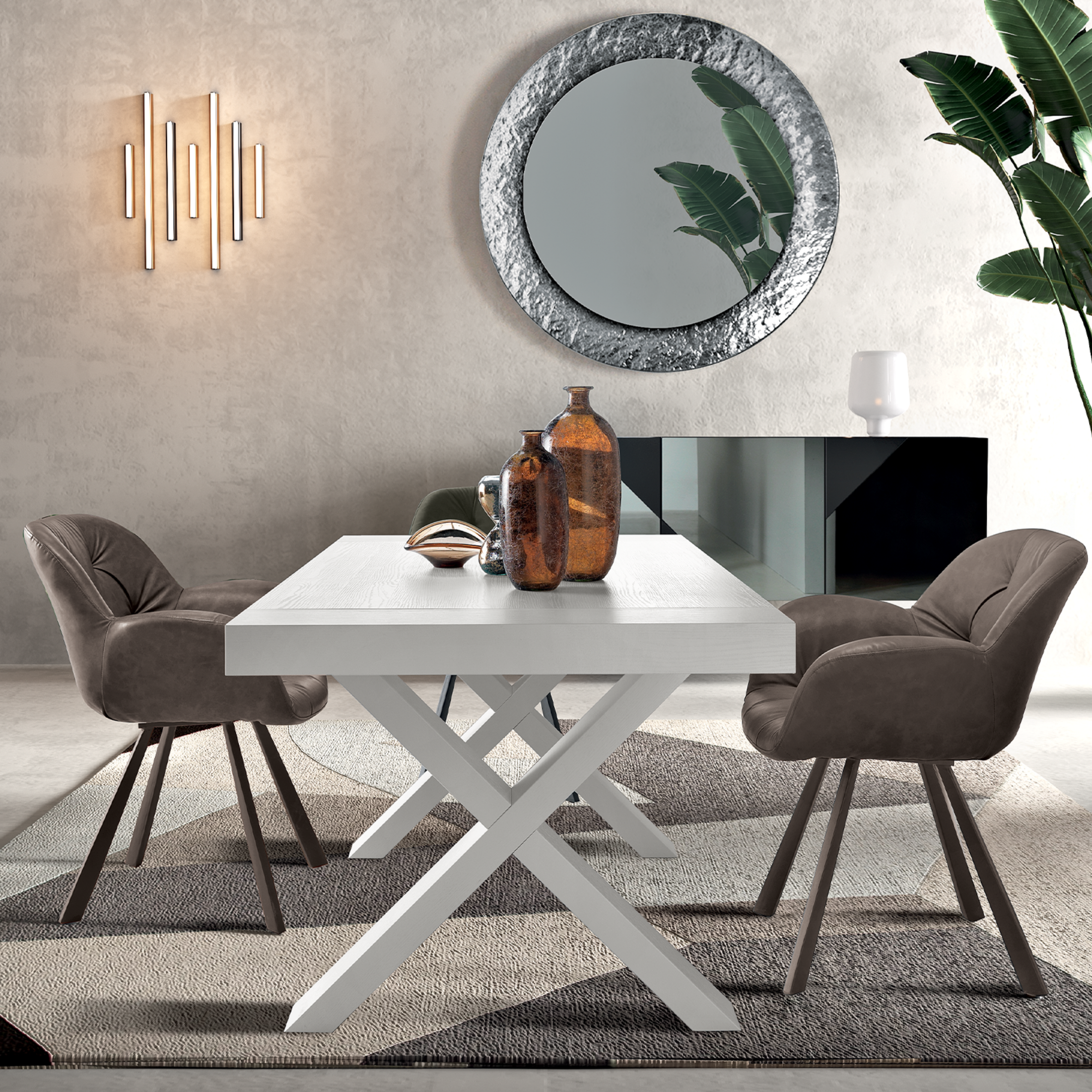 Tavolo allungabile da pranzo "Barton" con allunghe in laminato effetto legno cm 160/260x90 76h