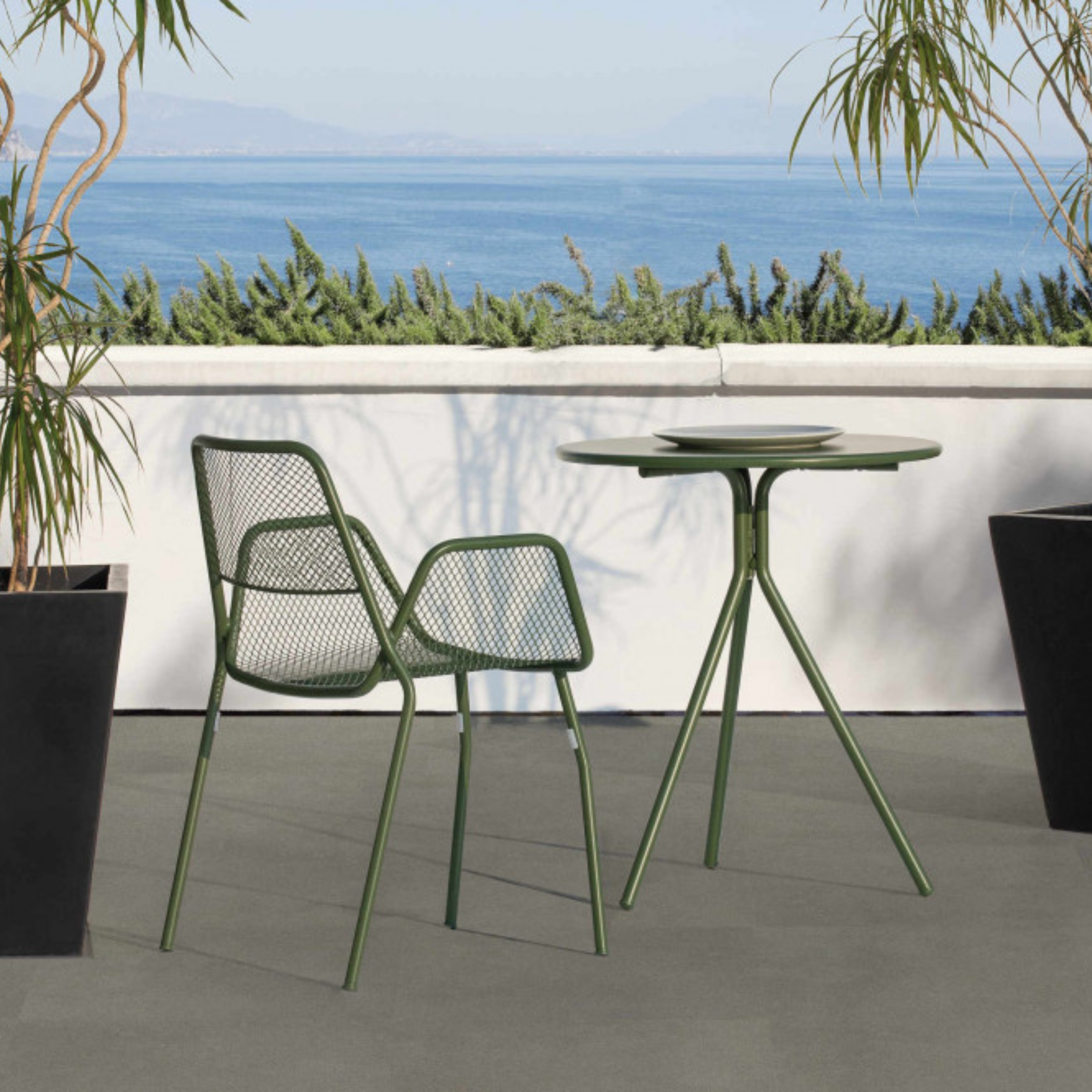 Tavolo tondo in metallo zincato "Twist15" per giardino smontabile h 75 cm