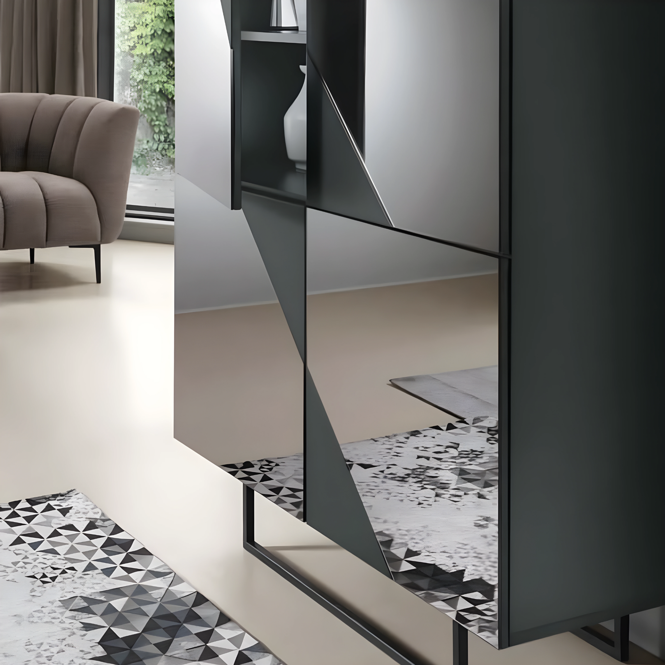 Madia 4 ante con specchio "Mirrors" già assemblata cm 120x50 h140