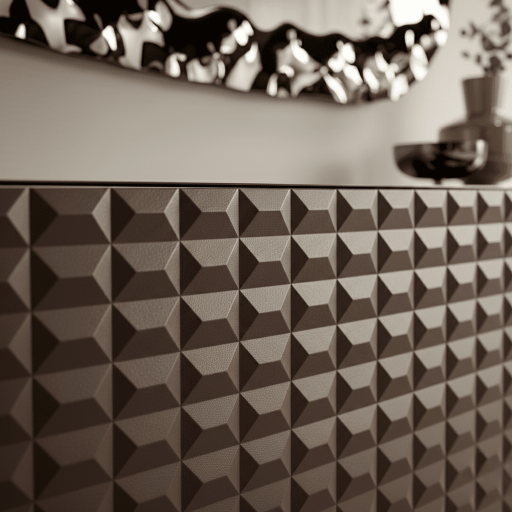 Madia da soggiorno marrone "Arkos" con piede traverso in metallo bronzo e top in vetro specchiato bronzo - MondoViro