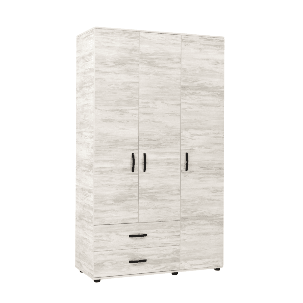 Armadio guardaroba moderno "Classy" in legno a 3 ante e 2 cassetti cm 120x52 205h - MondoViro