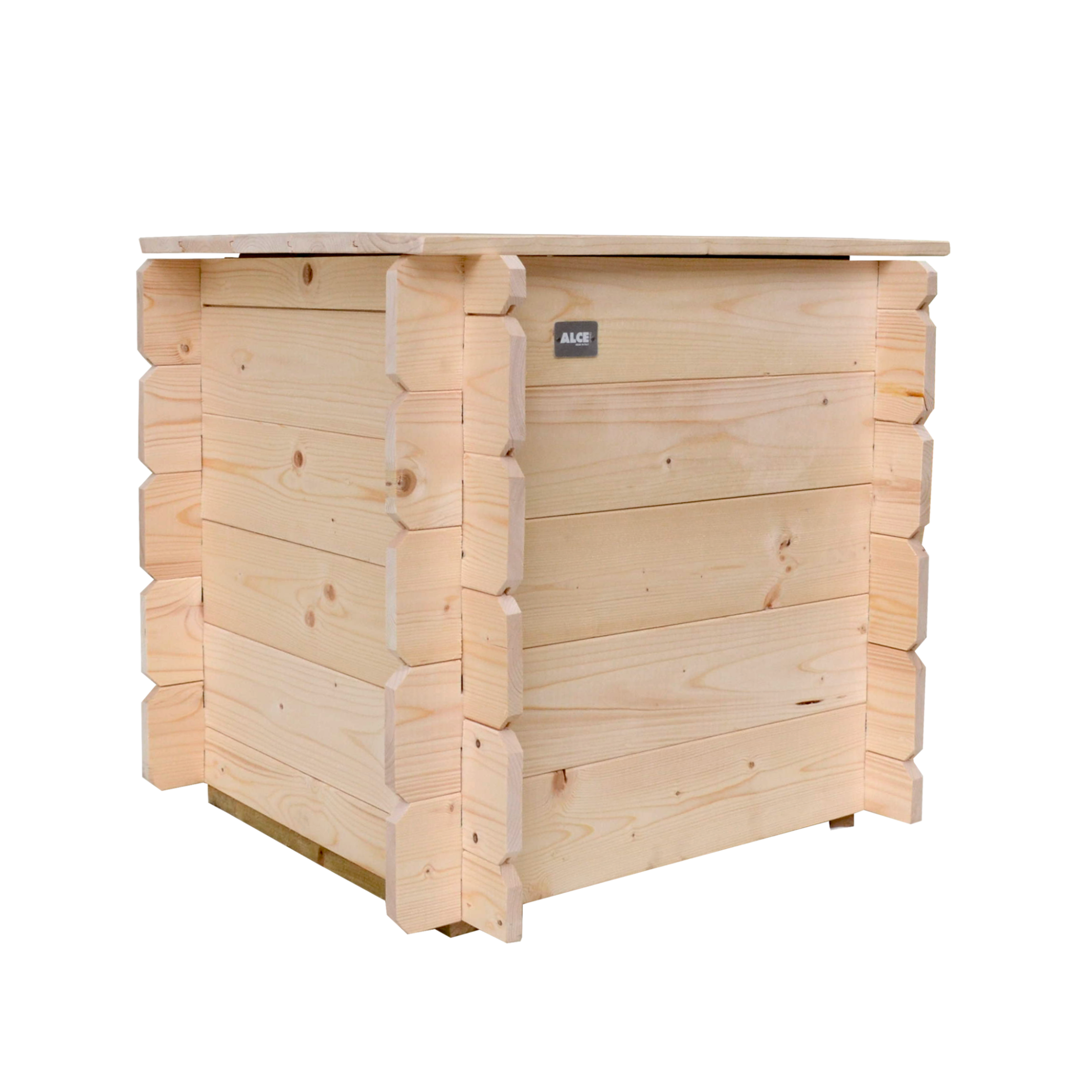 Cassapanca in legno naturale "Gaia" da giardino apertura a battente cm 60x60 54h