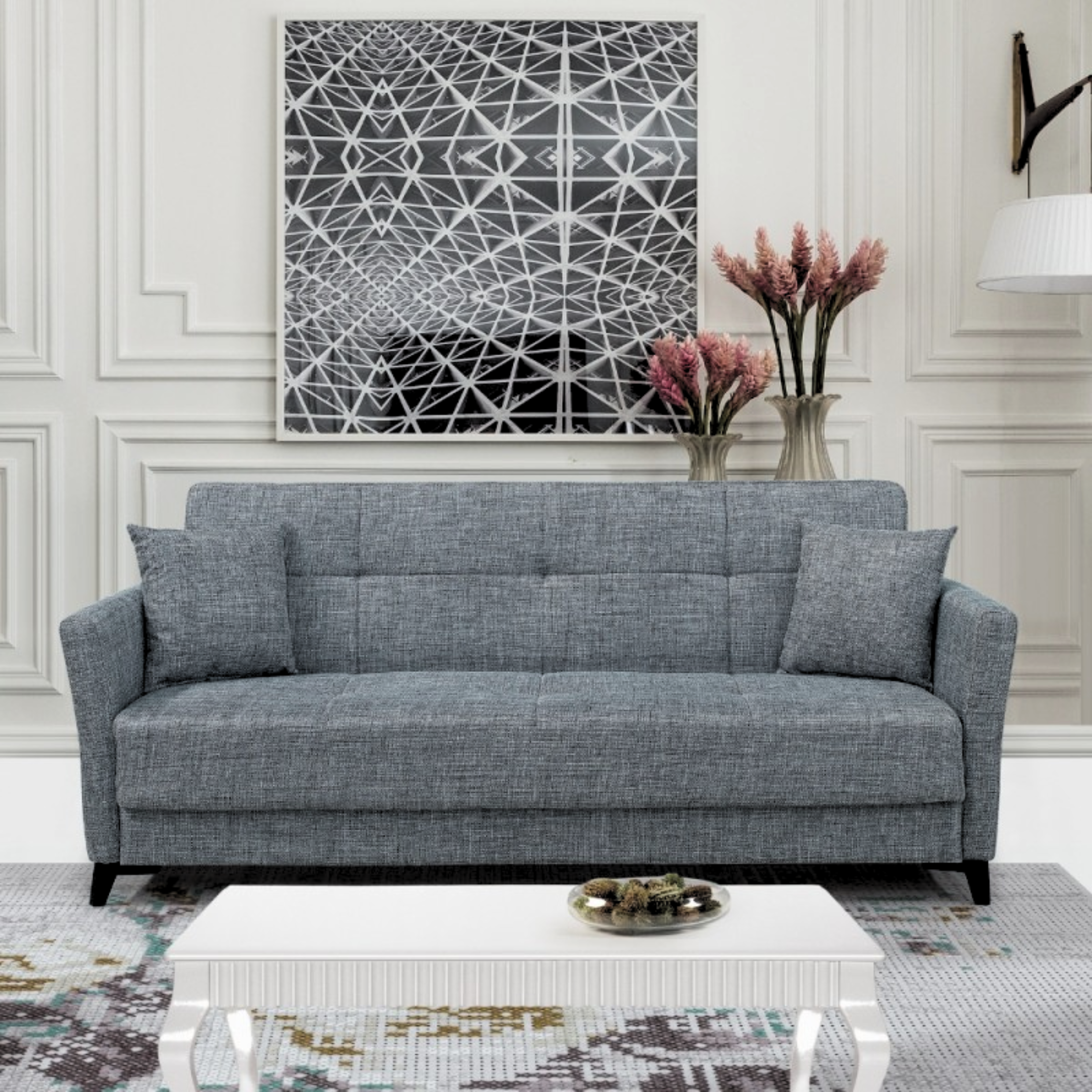 Divano prontoletto moderno "Lory" 3 posti in velluto da soggiorno cm 210x88 82h