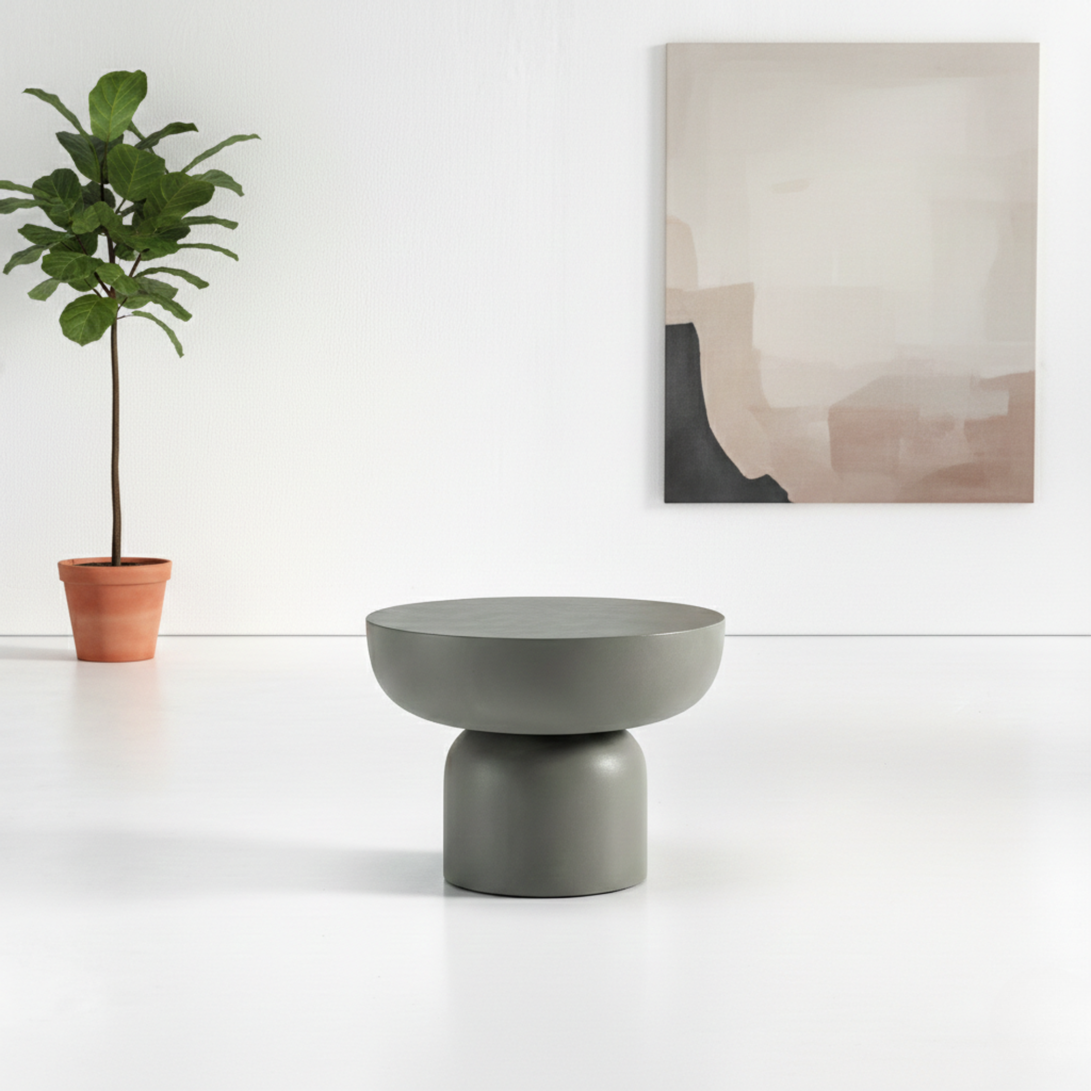 Tavolino "Pop" scultoreo in microcemento rotondo cm Ø 48x35h