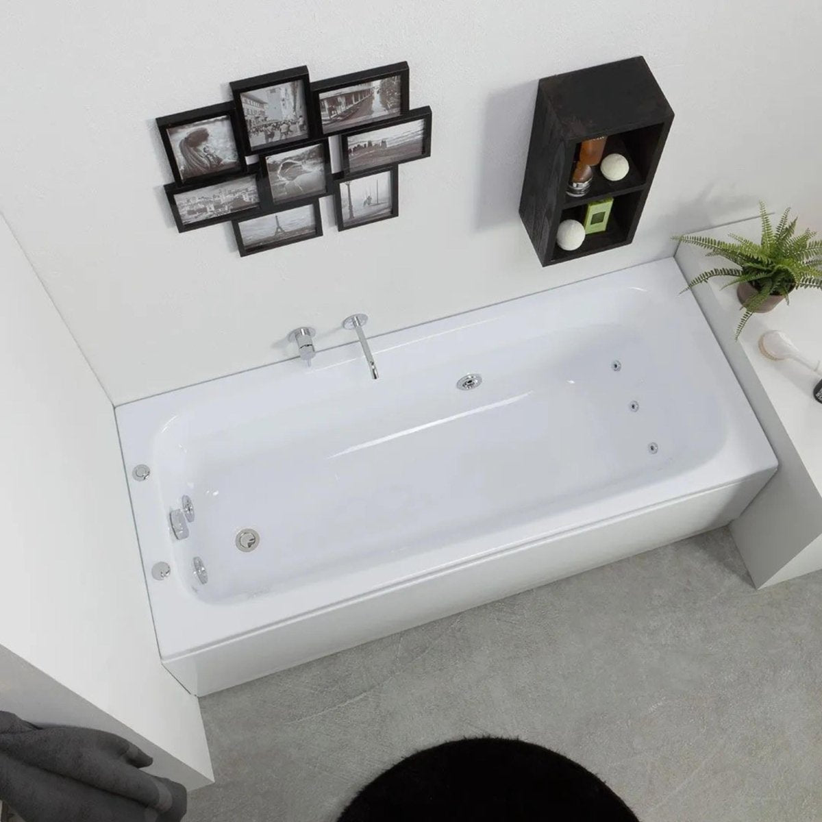 Vasca da bagno idromassaggio "Elsa" da incasso tra 3 muri in acrilico cm 170x70 58h - MondoViro
