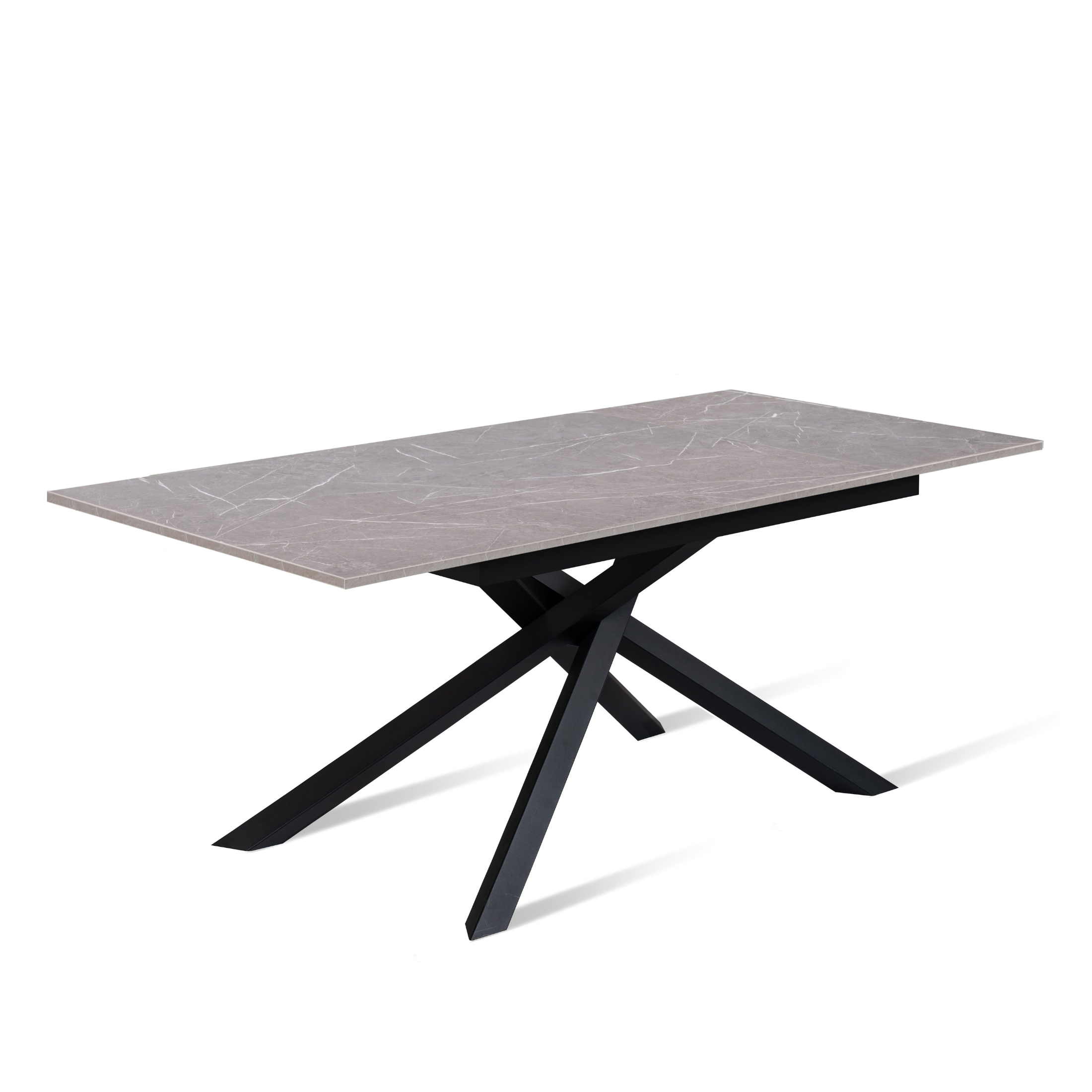 Tavolo moderno allungabile "Atene" con piano melaminico e gambe in metallo verniciato