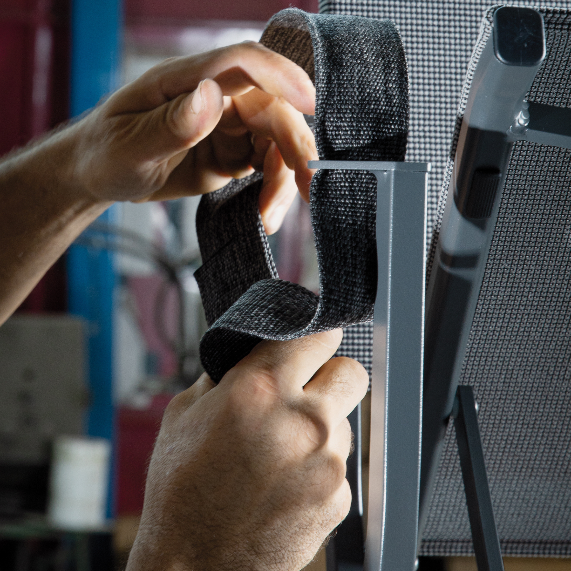 Set di sedie pieghevoli da giardino "Fellini" con schienale e seduta in tessuto