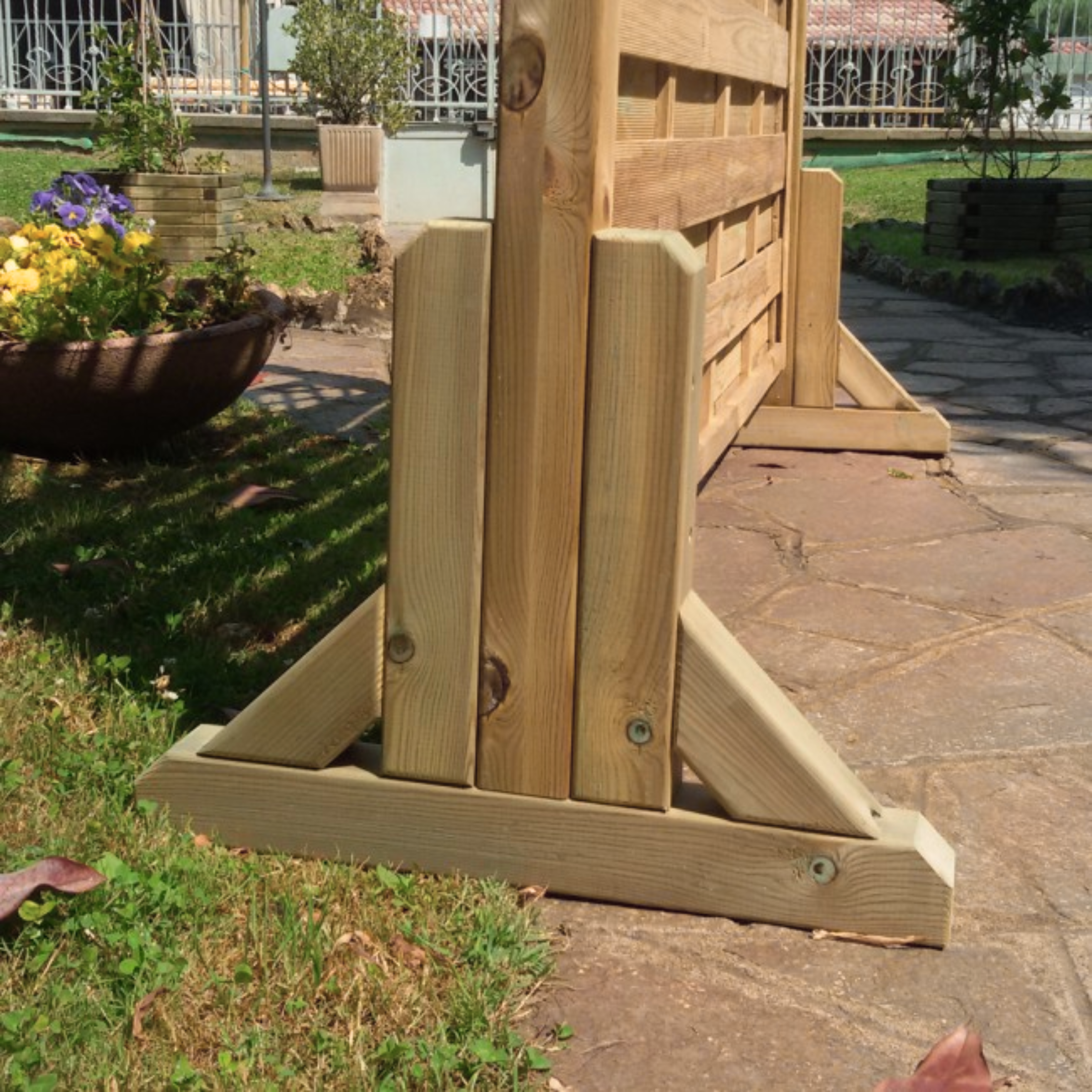 2 pz di piedino per pannello grigliato o frangivento in legno impregnato cm 60x4,5 30h