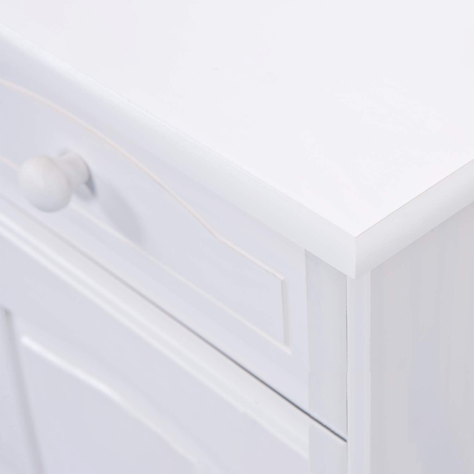 Credenza in legno massello bianco venato "Valencia" con vano a giorno h 198 cm