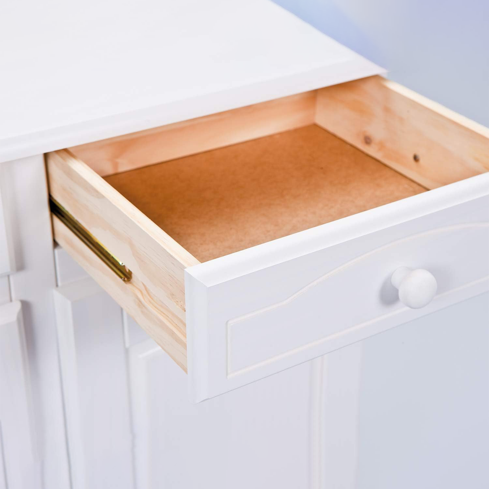 Credenza in legno massello bianco venato "Valencia" con vano a giorno h 198 cm