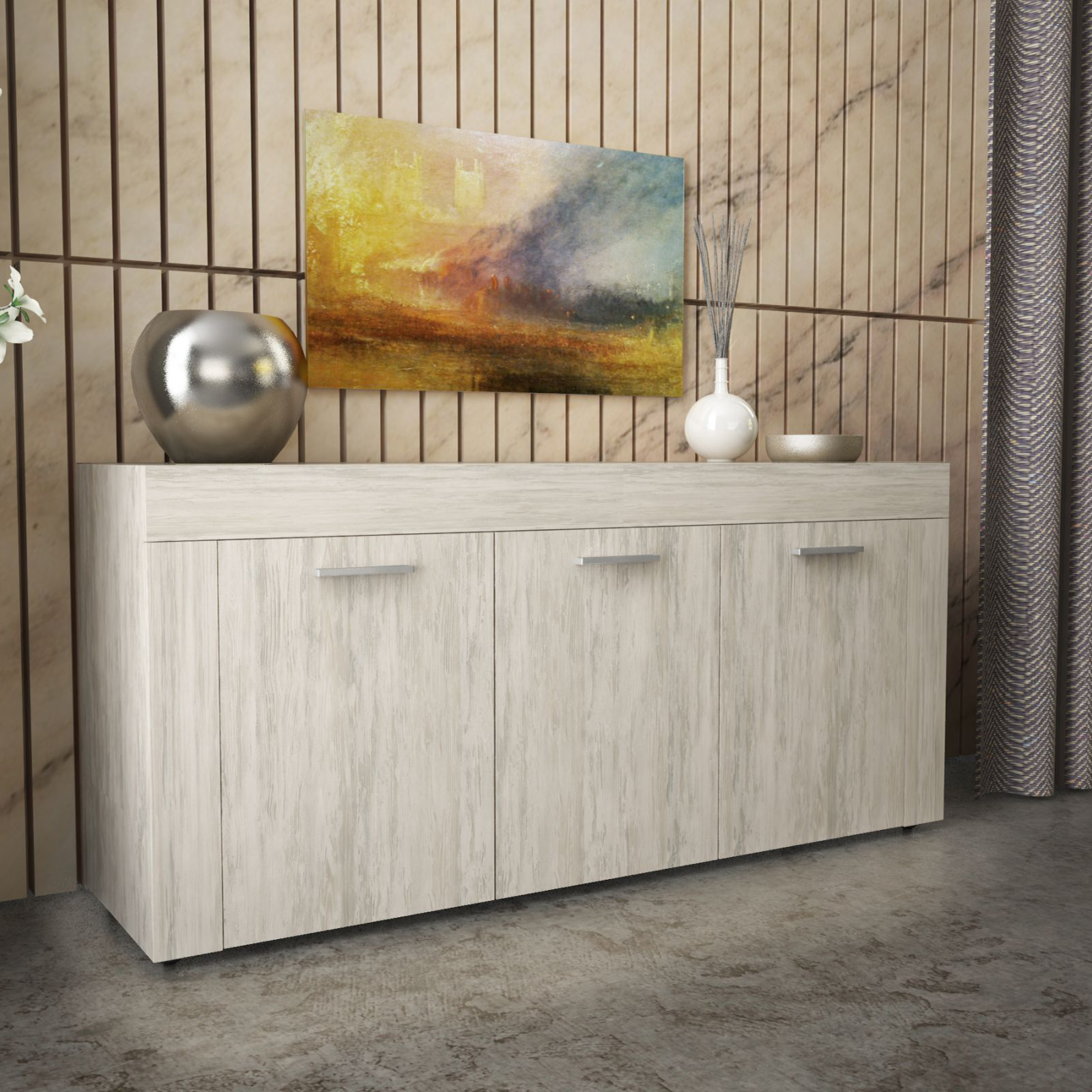 Madia credenza a buffet "K083" mobile in legno a 3 ante da soggiorno cm 150x41 82h