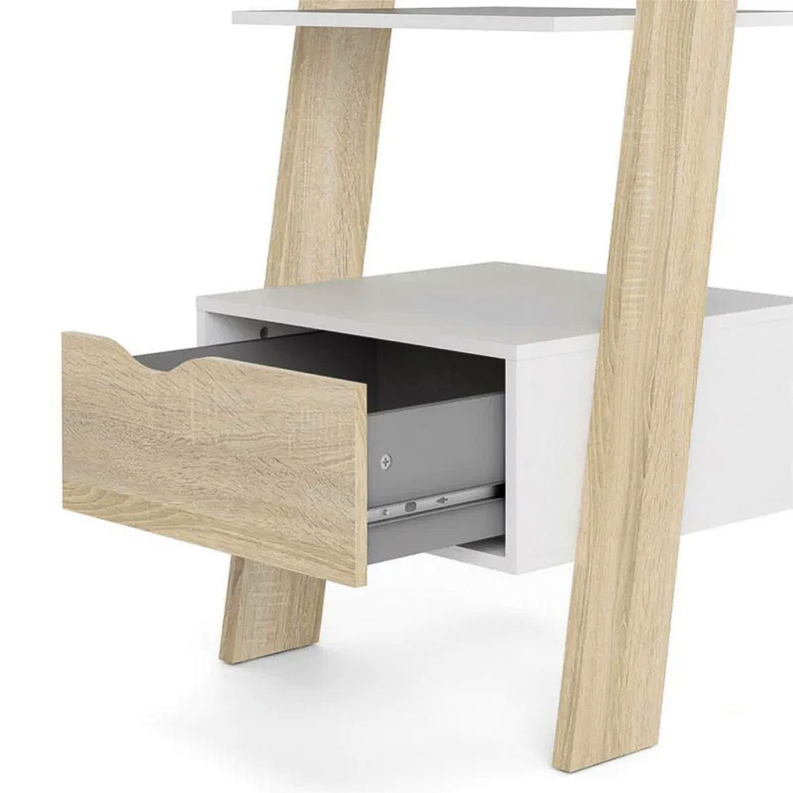 Libreria scaffale "Oslo" con 4 ripiani e 1 cassetto moderno bianco rovere cm 55x44 180h