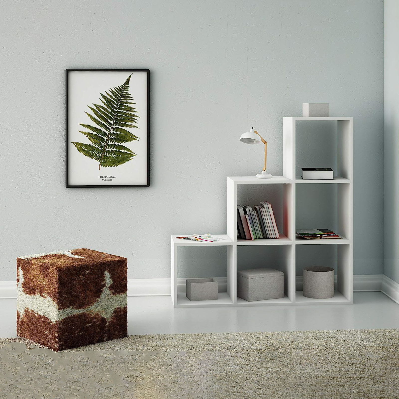 Libreria a giorno "Scala" con 6 vani in legno melaminico cm 105x33 109h