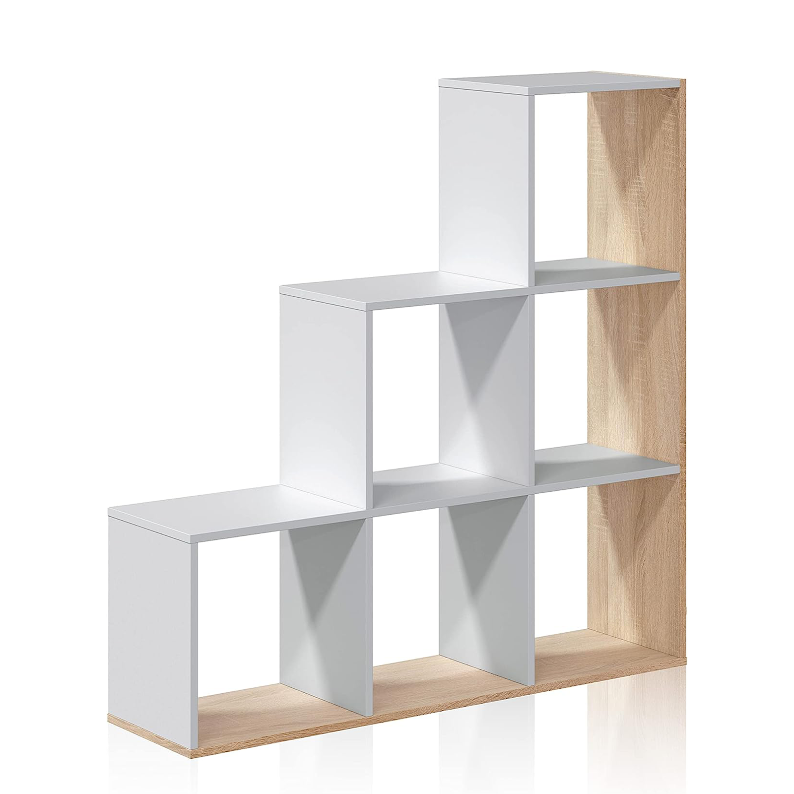 Libreria a giorno "Box" con 6 vani bianca e rovere in legno melaminico cm 108x28 110h