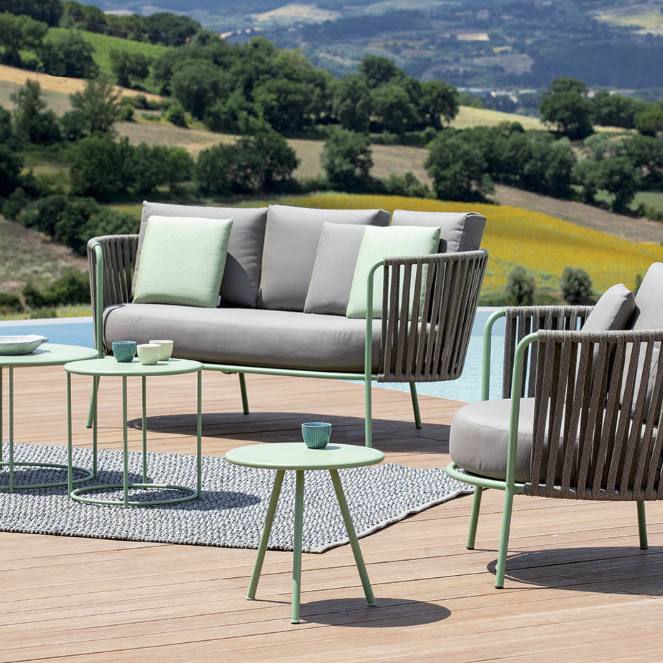 Set di 3 tavoli bassi in metallo "Daisy" tavolo da caffè per giardino cm 40x40