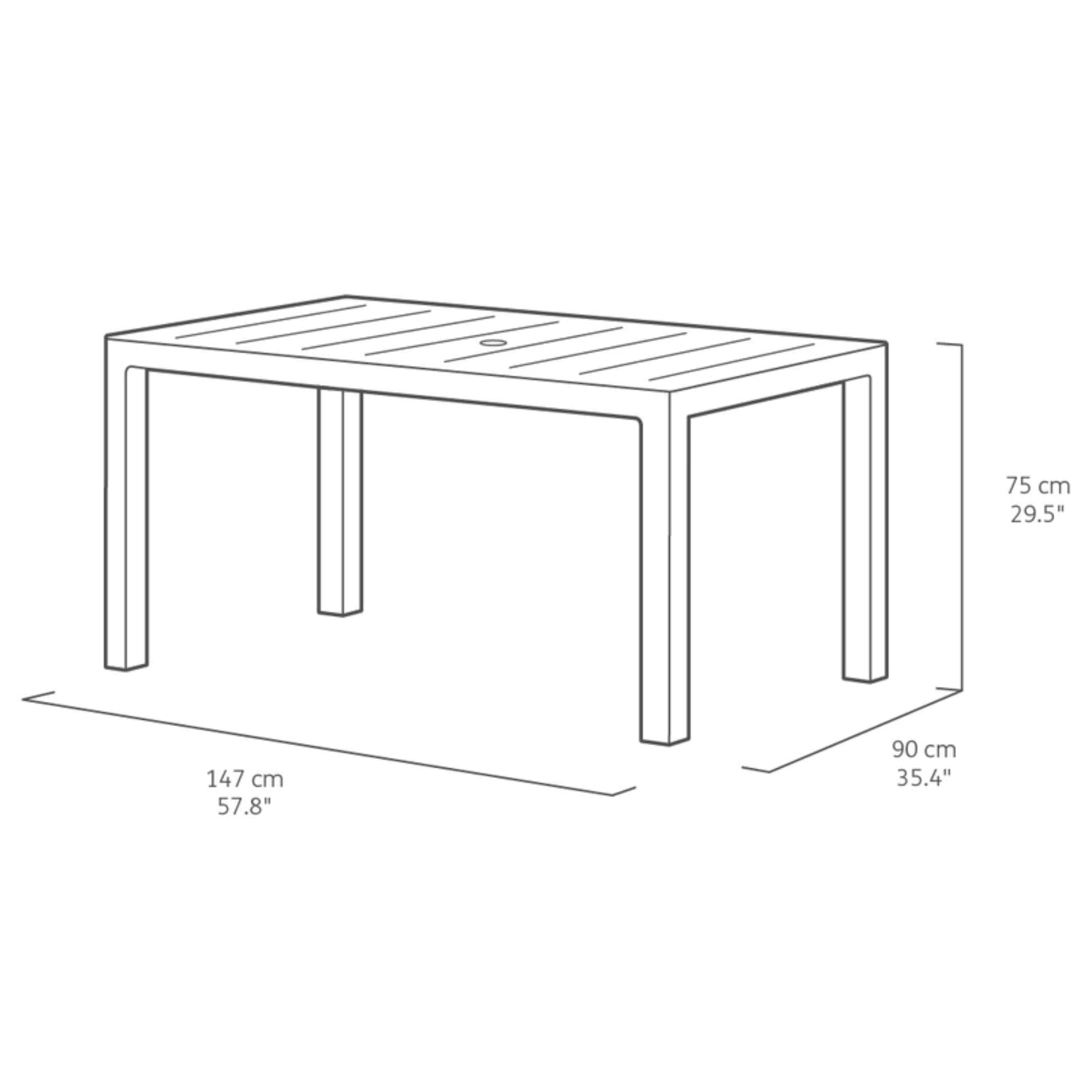 Tavolo da esterno "Julie" dogato in resina quadrato per giardino cm 147x90 74h