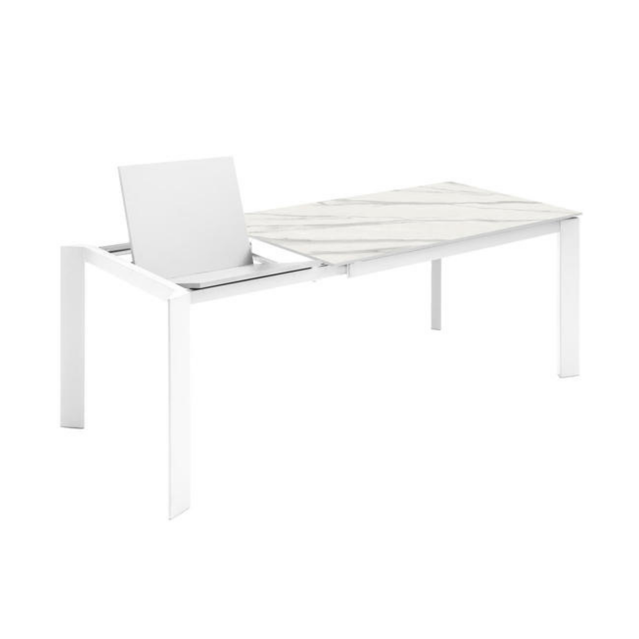 Tavolo allungabile marmo bianco moderno in ceramica "Eagle" cm 140/190x90 76h