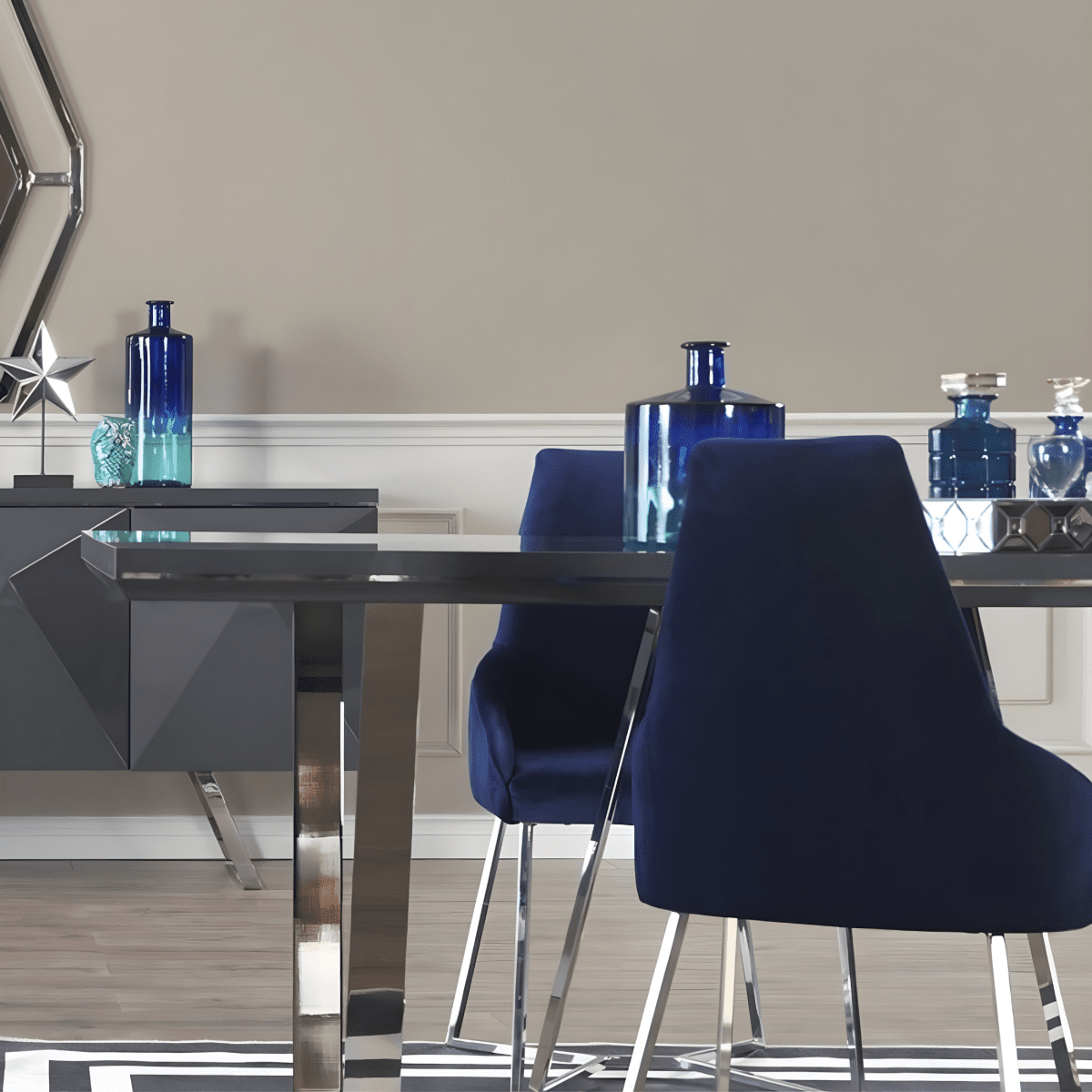 Set di sedie da pranzo "Enzio" imbottite in tessuto con struttura in metallo cm 52x48 90h - MondoViro