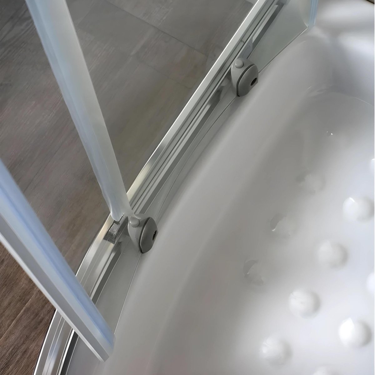 Box doccia stondato semicircolare "Lima" in vetro temperato trasparente cm 80x80 185h - MondoViro