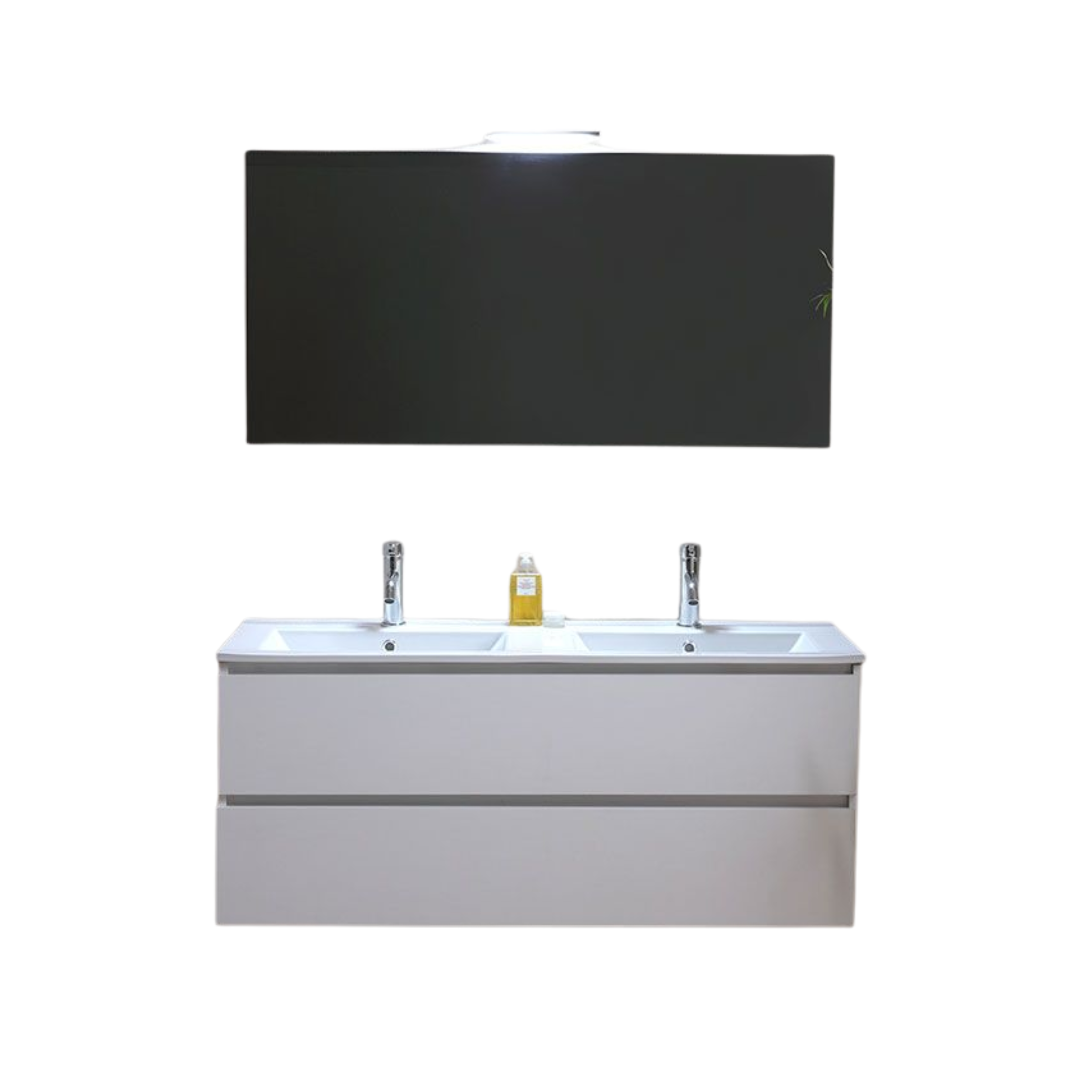 Mobile bagno "Belize120" cm con doppio lavabo e due cassetti finitura bianco legno