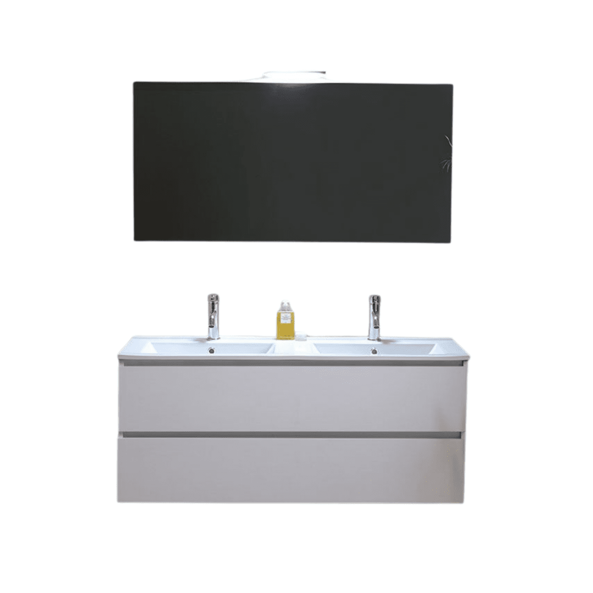 Mobile bagno "Belize120" cm con doppio lavabo e due cassetti finitura bianco legno - MondoViro