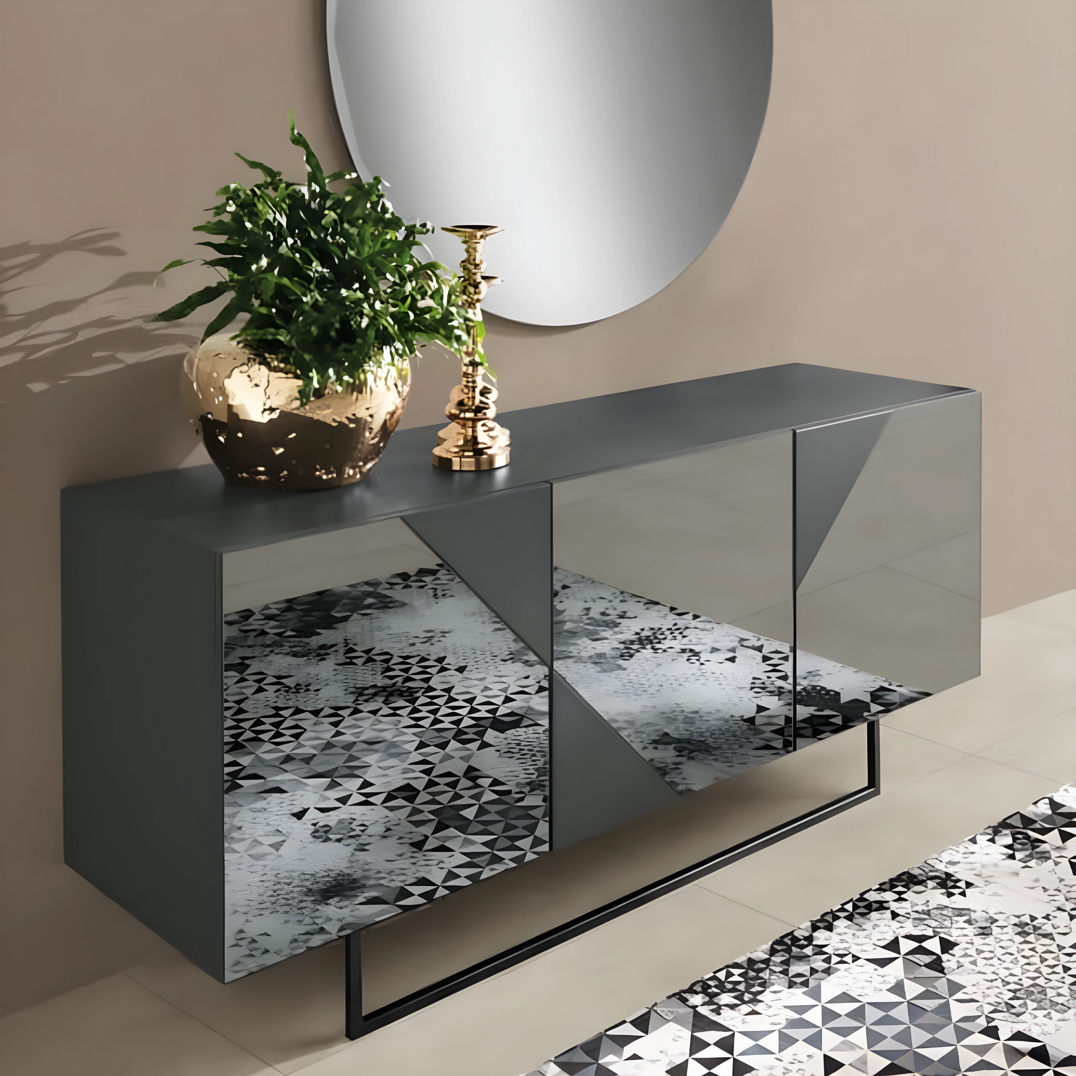 Madia 3 ante da ingresso moderna "Arte180" già assemblata ante specchiate cm 180x50 h80