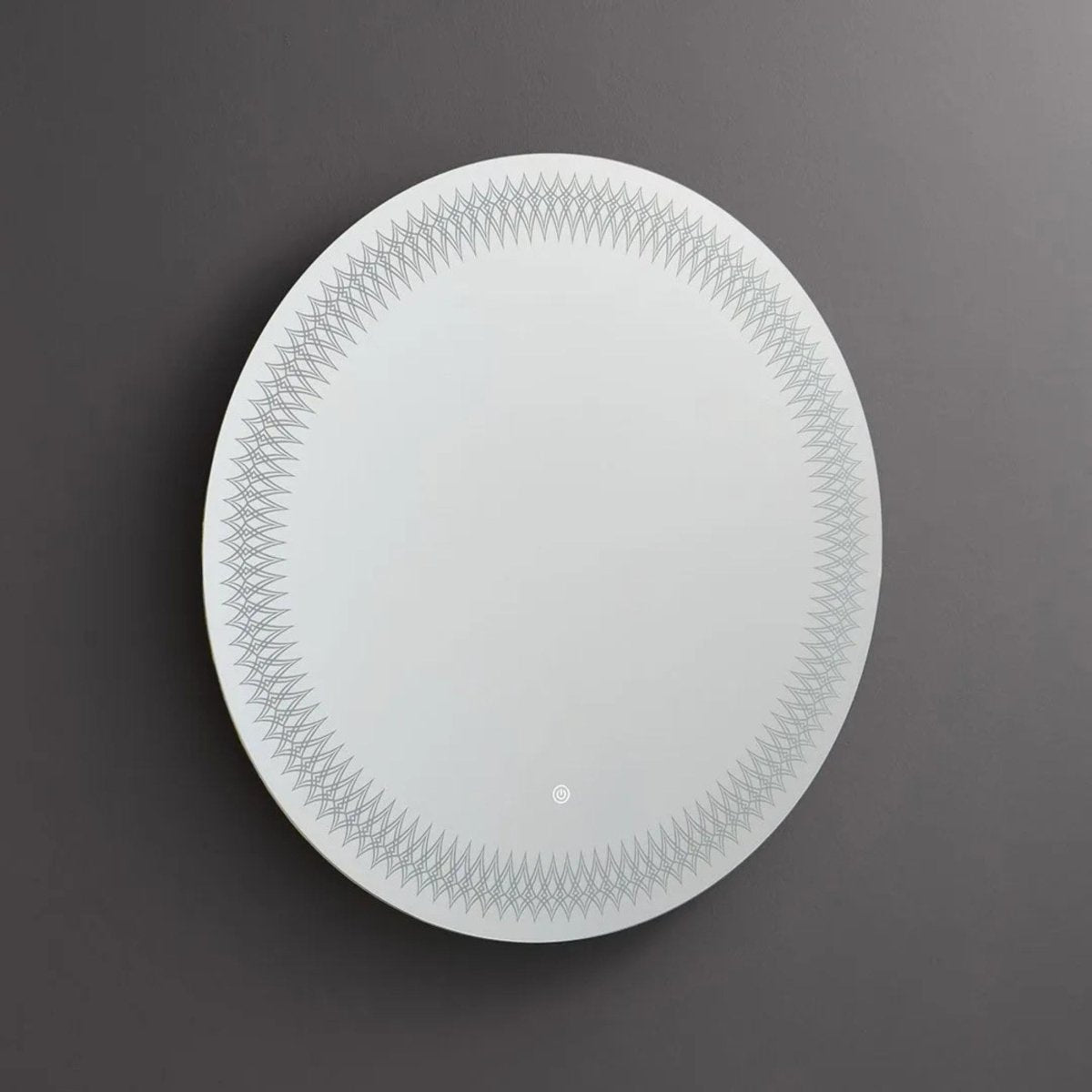 Specchio rotondo con cornice decorata a led "Illusione" in alluminio cm 80x80 - MondoViro