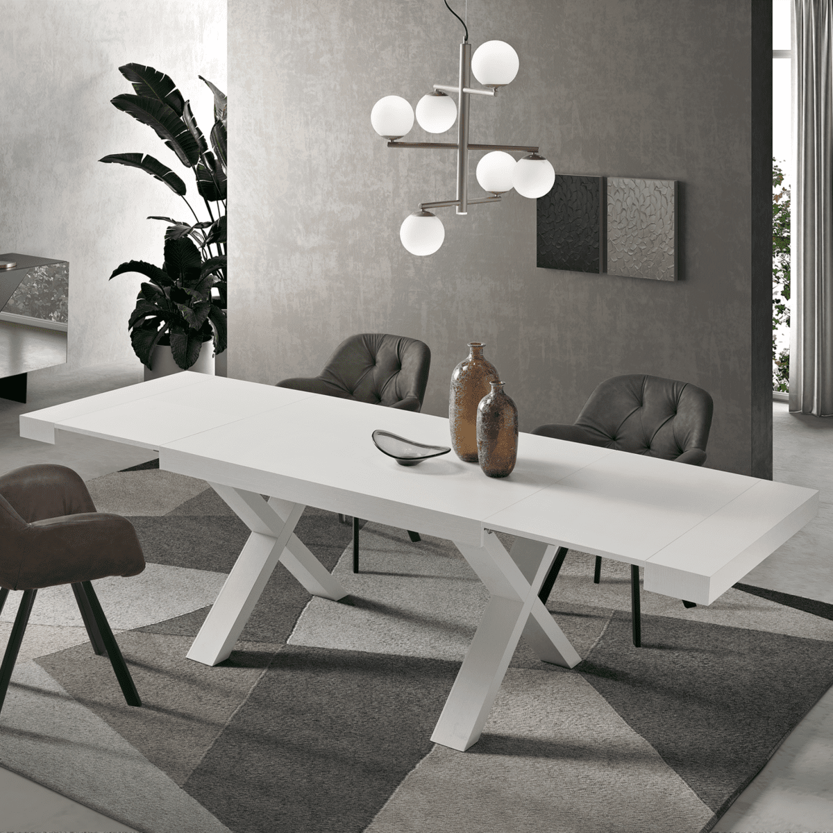 Tavolo allungabile da pranzo "Barton" con allunghe in laminato effetto legno cm 160/260x90 76h - MondoViro