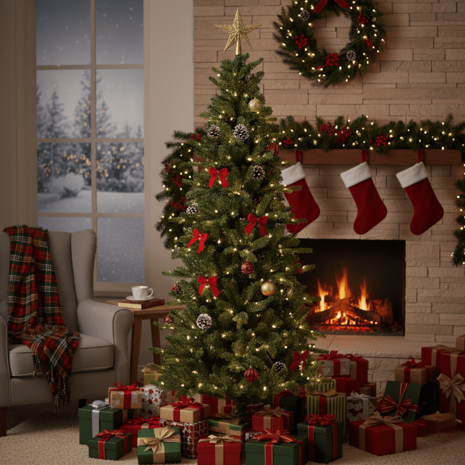 Albero di Natale slim "Arielis Slim" con micro Led in PE Effetto Real Touch + PVC - MondoViro