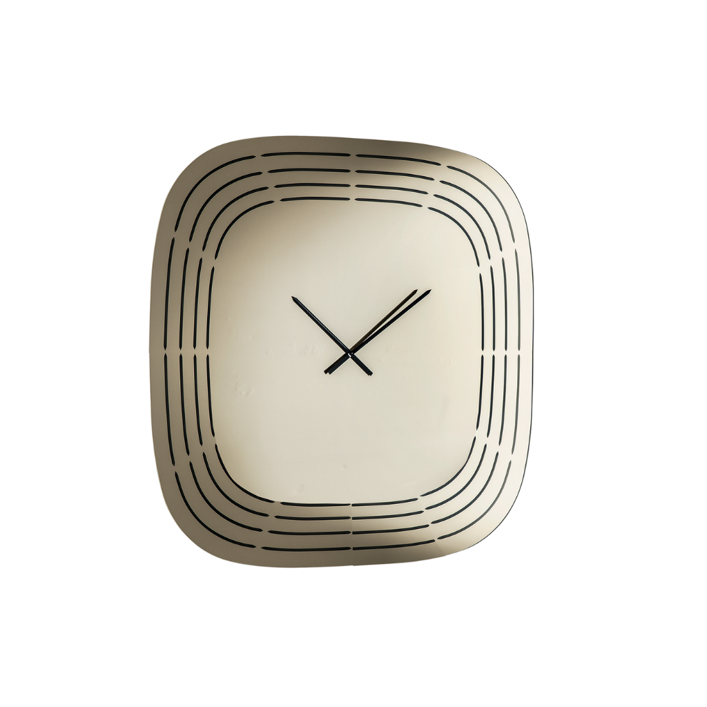 Orologio a parete in vetro specchiato con incisioni laser cm 120×120h