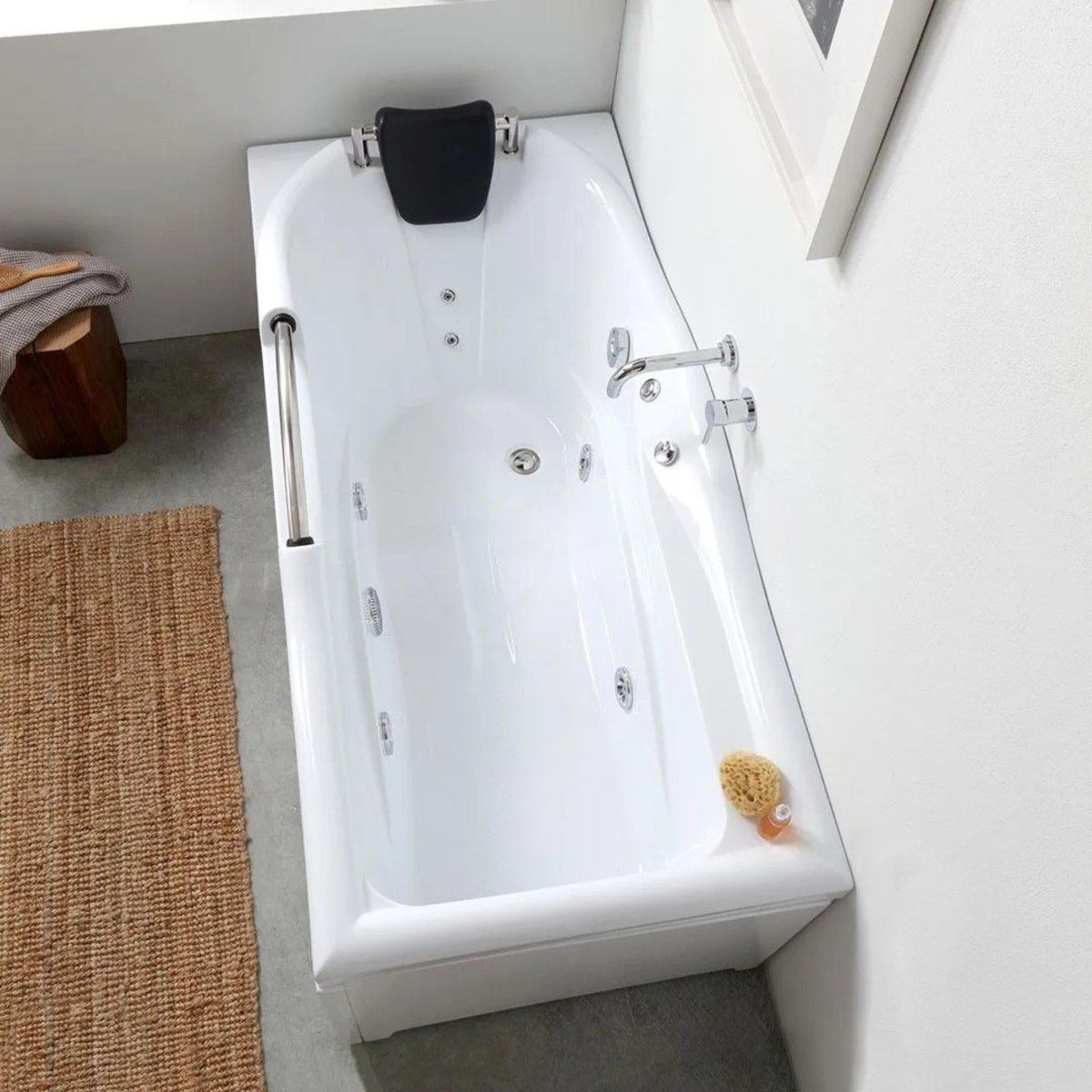 Vasca da bagno angolare con idromassaggio "Doris" in acrilico bianco cm 170x78 65h - MondoViro