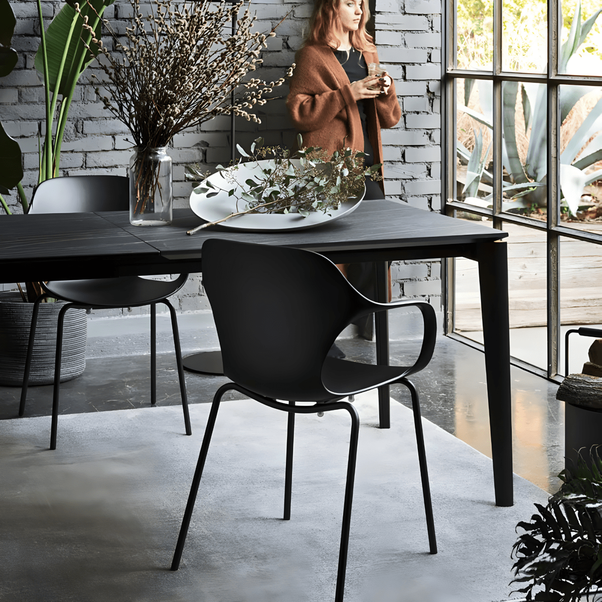 Set di sedie moderne "Ops" in metallo verniciato e polipropilene riciclato - MondoViro