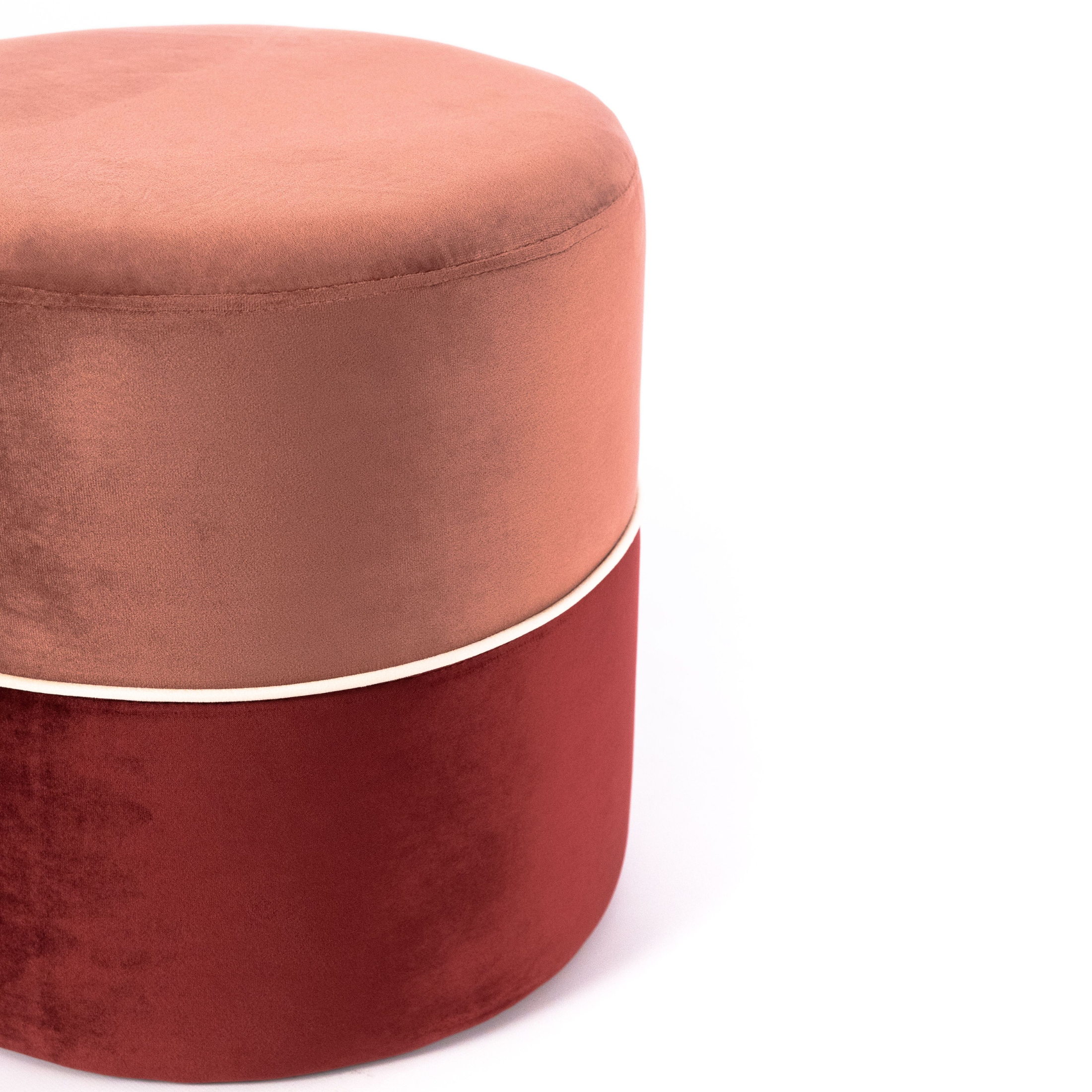 Pouf in velluto "Olivia2" sgabello struttura in legno cm 46,5x46,5 33h