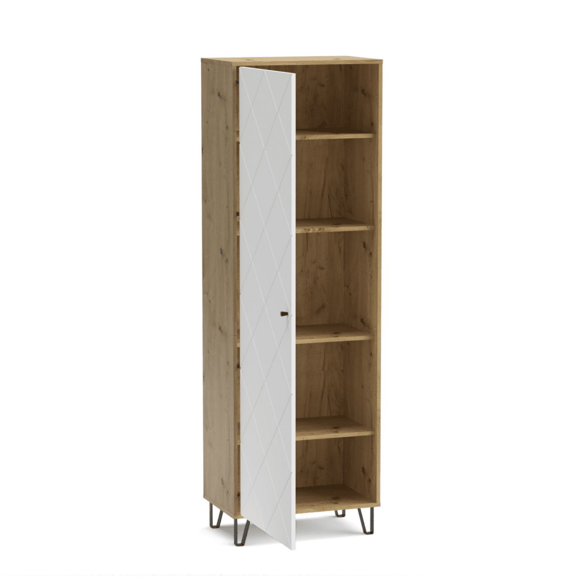 Set mobili da soggiorno "Living Bollo" in legno rovere artisan e bianco - MondoViro