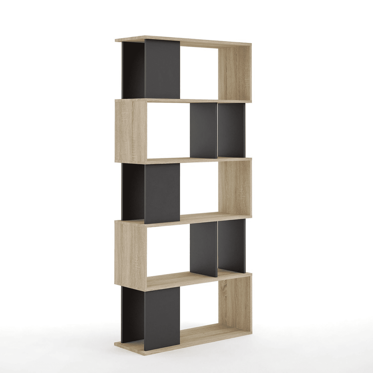 Libreria moderna alta a giorno "Maze" 5 ripiani in legno da soggiorno cm 80x29,5 173,5h - MondoViro