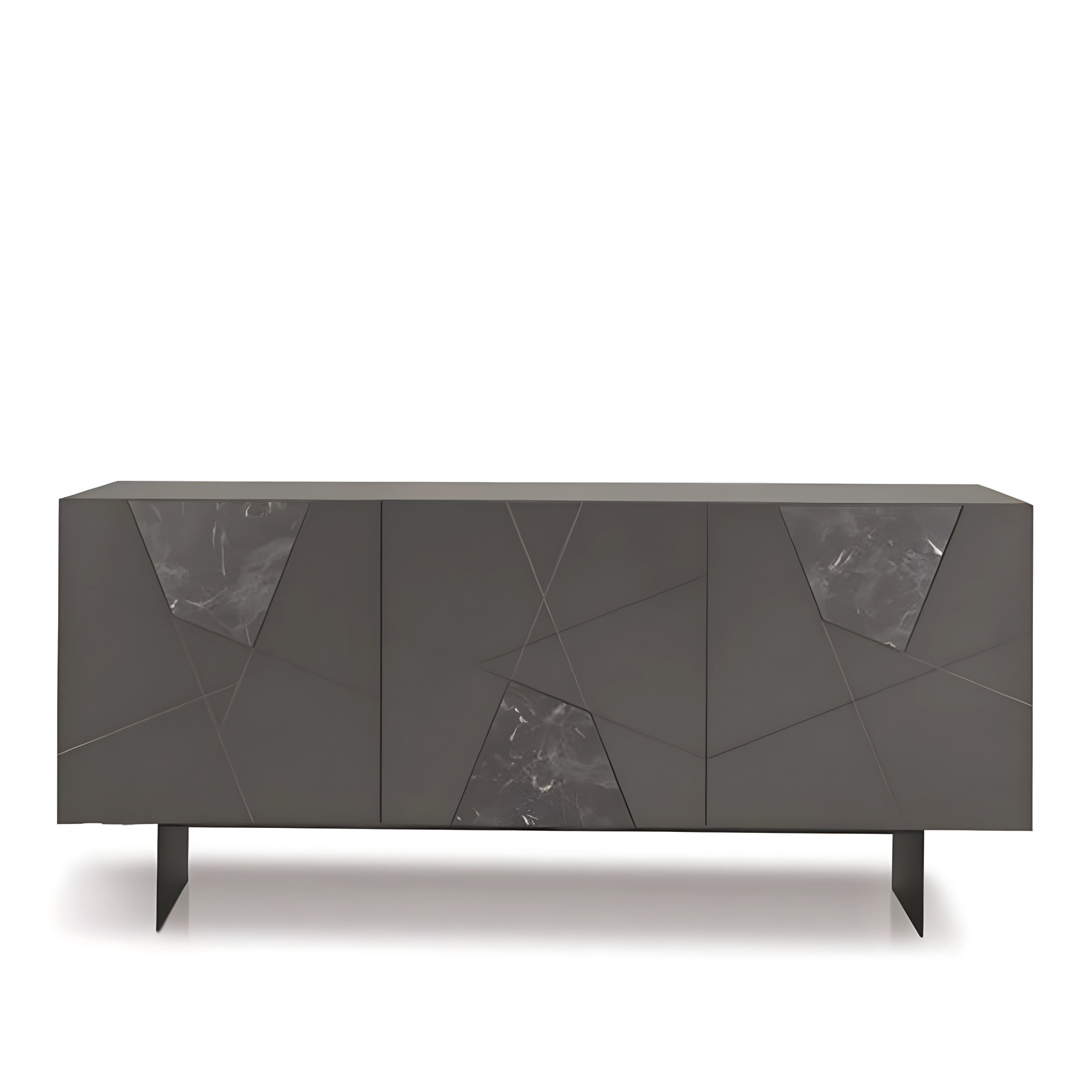 Madia moderna 3 ante "Adelaide" in legno inserti in vetro effetto marmo cm 180x50 80h