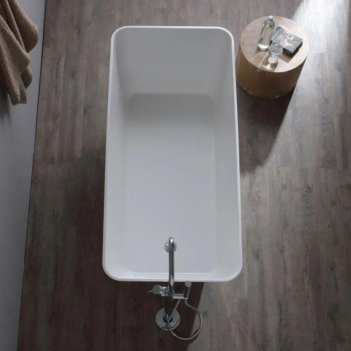 Vasca da bagno moderna freestanding "Silvi" in marmo bianco lucido 159x70,5 62h - MondoViro